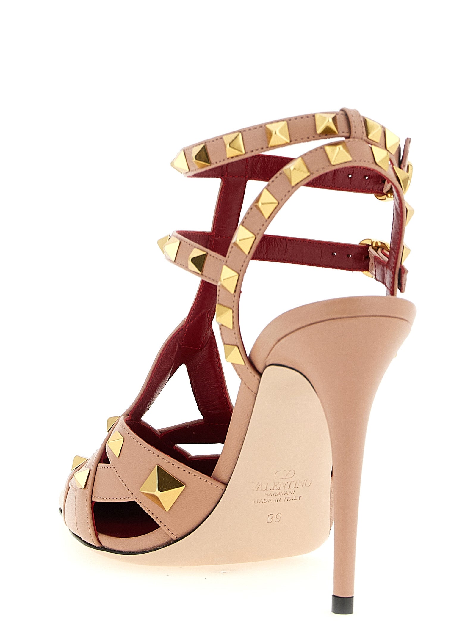 Valentino Garavani Studdy Rockstud Pumps — Pink Calfskin & Antiqued Brass | Women