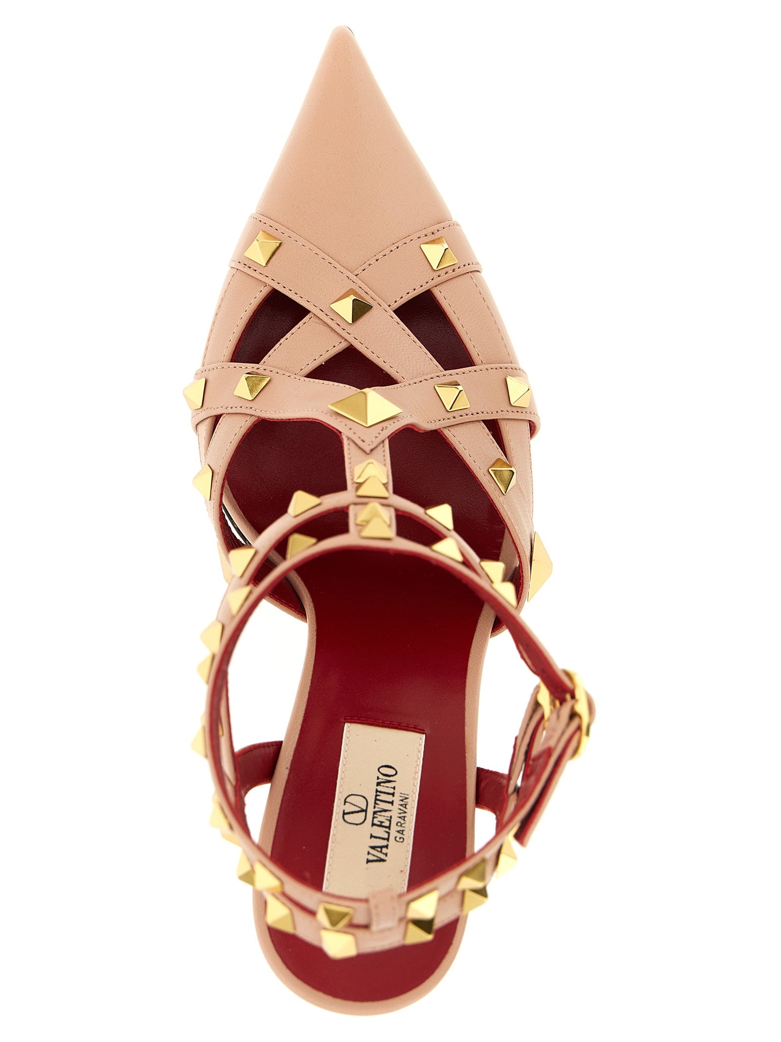 Valentino Garavani Studdy Rockstud Pumps — Pink Calfskin & Antiqued Brass | Women