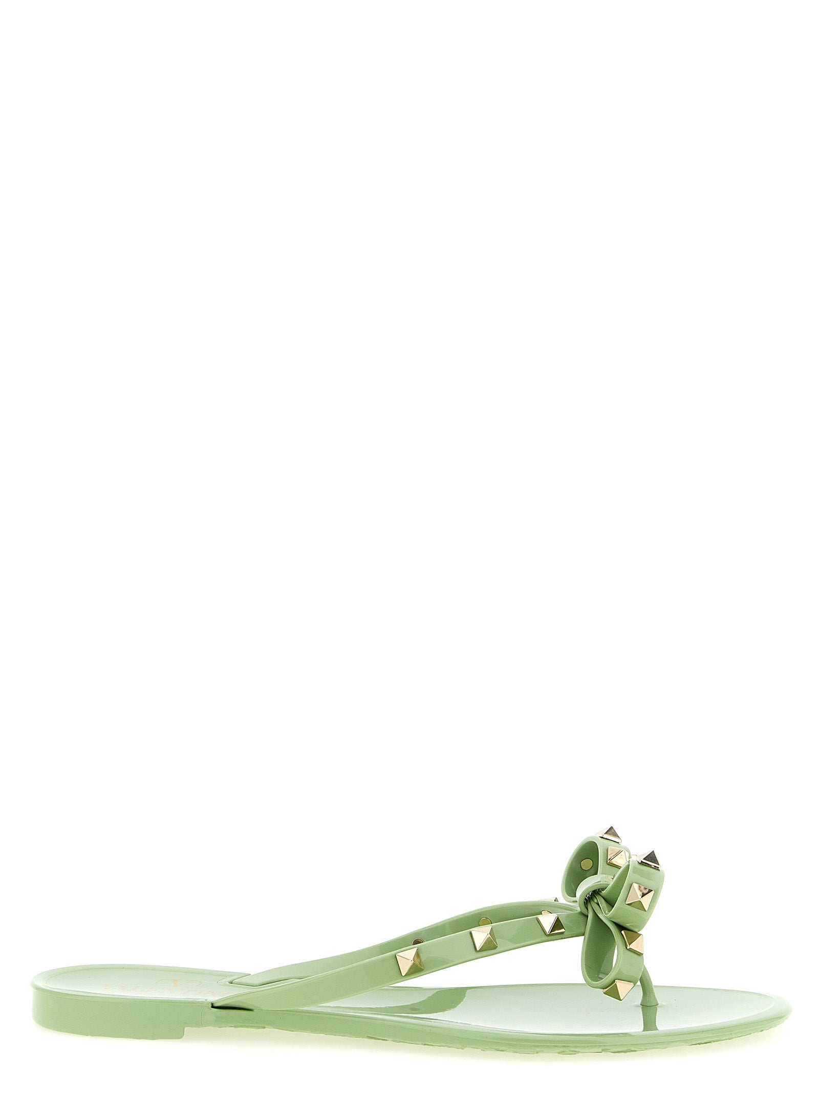 Valentino Garavani PM Thong Rockstud Green Bicolor Sandals