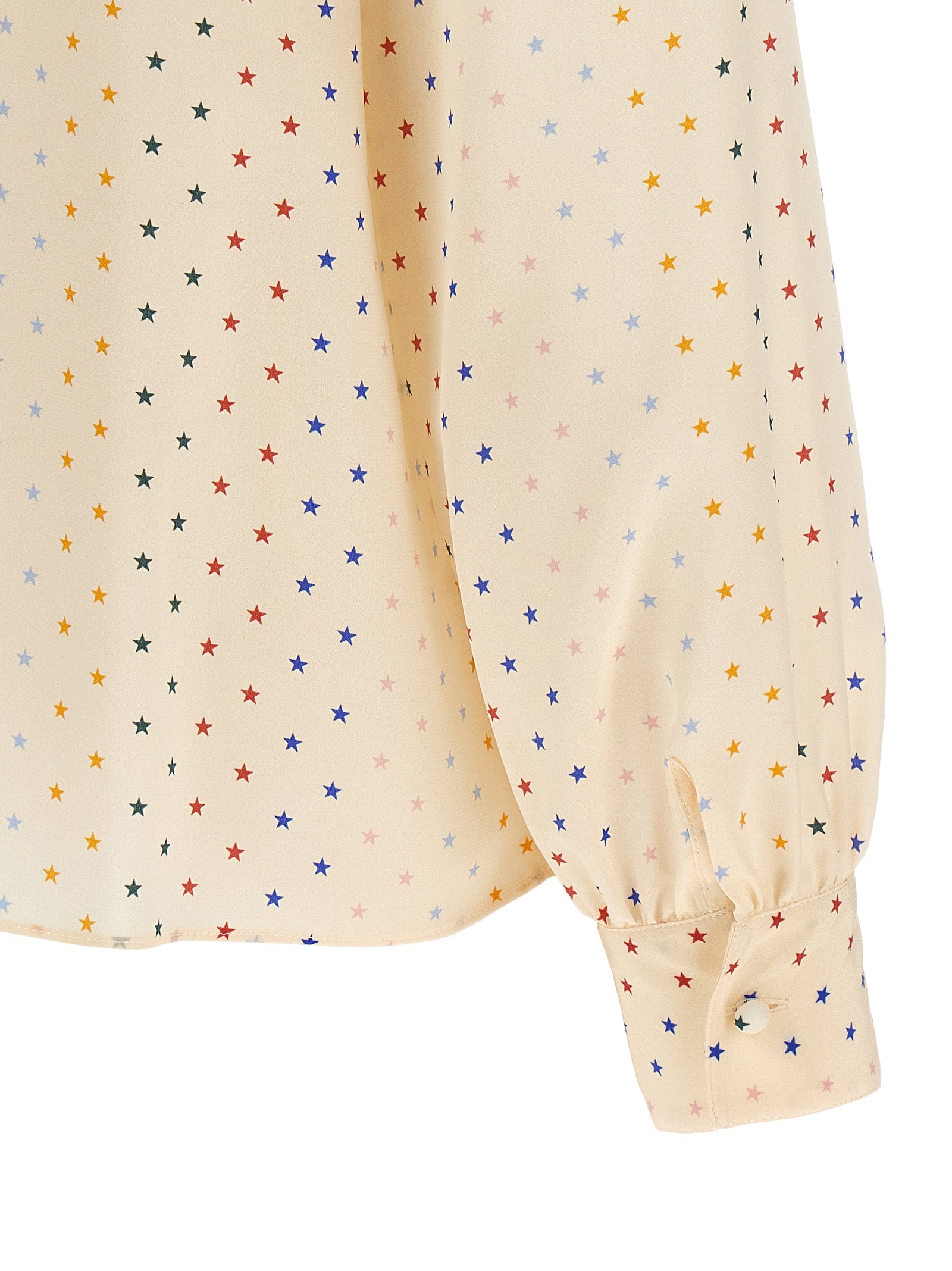 Valentino Garavani 'Stelline Multicolor' Pink Starry Print Silk Blouse with Lavallière Collar