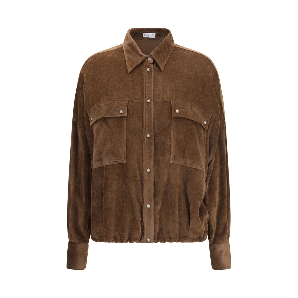 Brunello Cucinelli Brown Corduroy Viscose Shirt AW26
