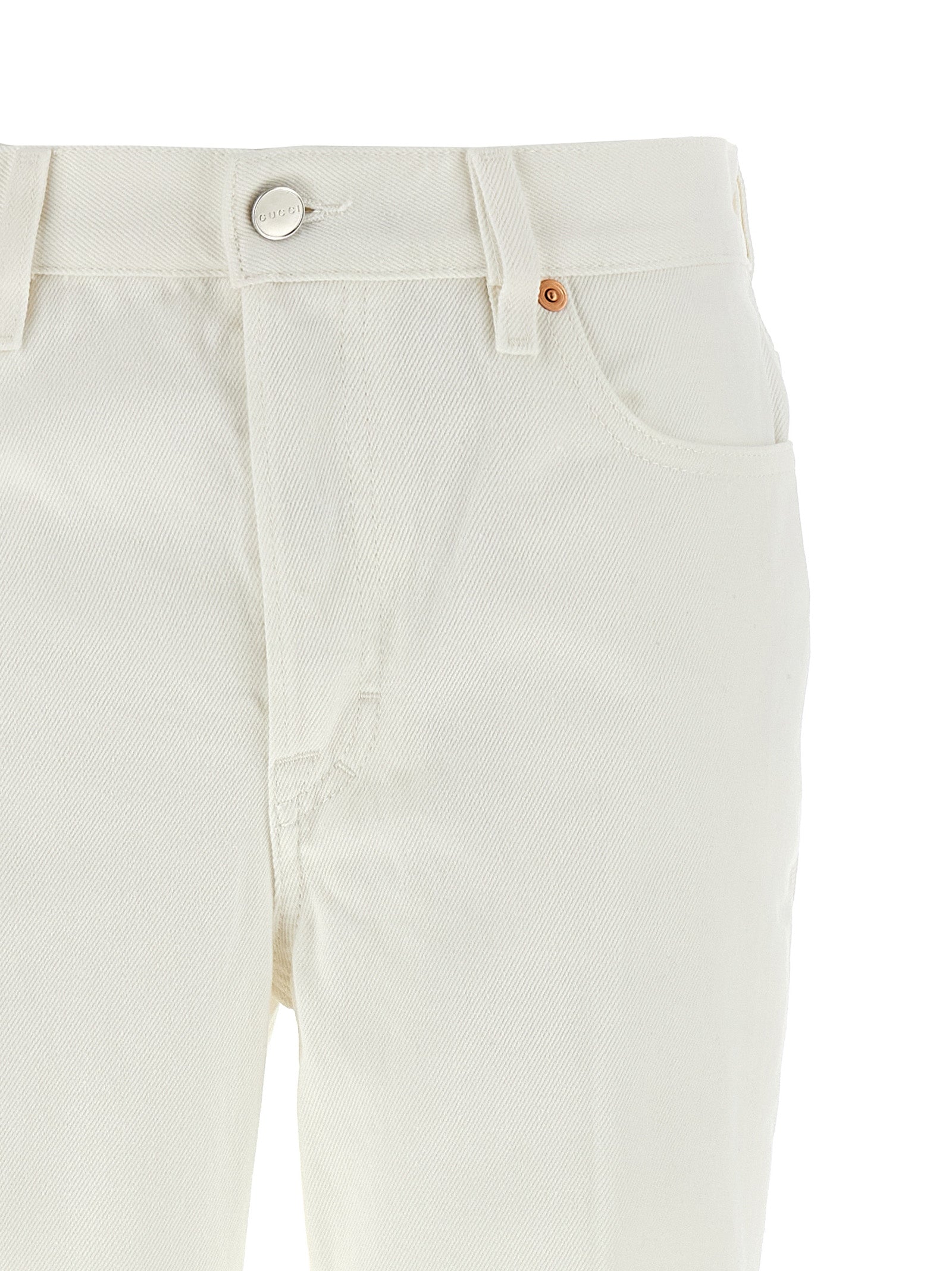 White Cotton Cropped Jeans