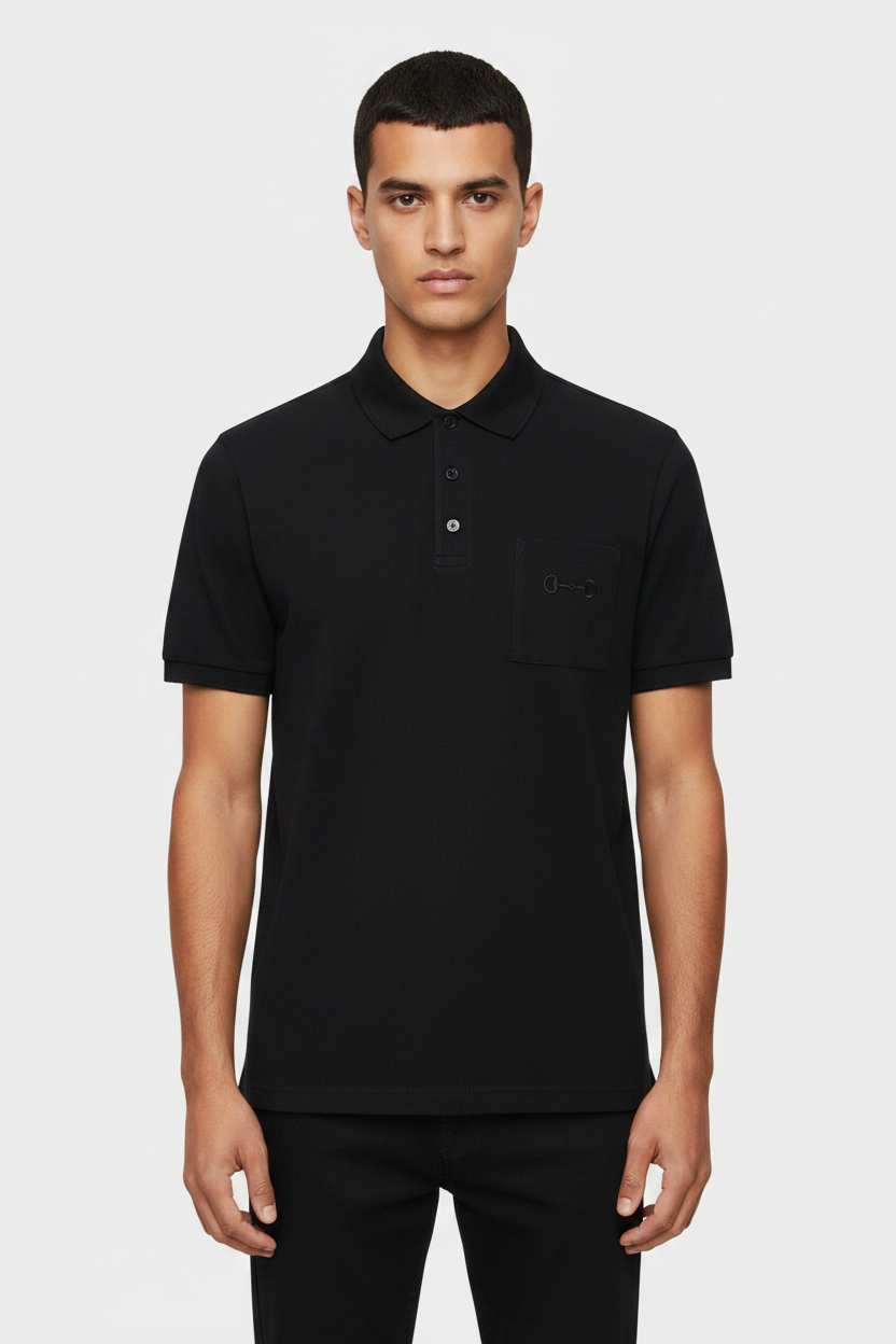 Gucci Morsetto Piqué Cotton Polo Shirt — Black | Men
