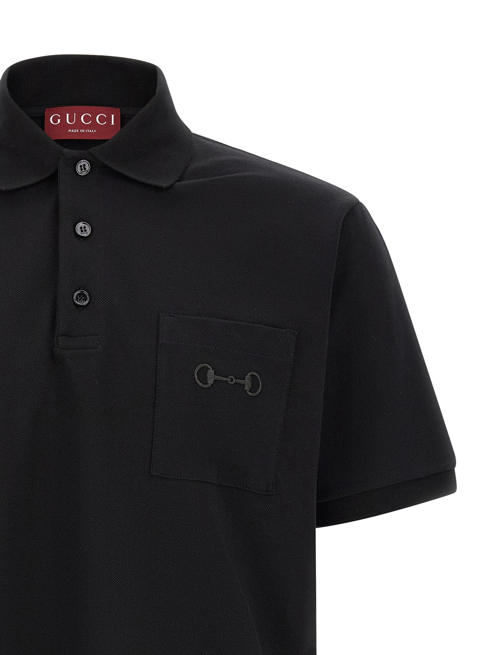 Gucci Morsetto Piqué Cotton Polo Shirt — Black | Men