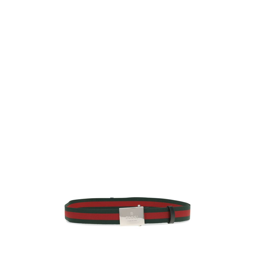 Gucci Web Ribbon Belt Multicolor Cotton Palladium Buckle AW26
