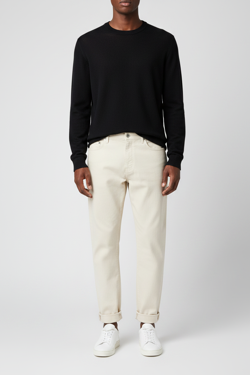 White Cotton Relaxed Fit Jeans