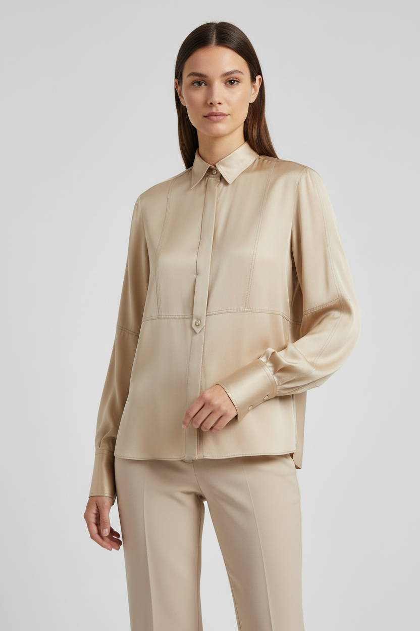 Beige Silk Blouse by Brunello Cucinelli