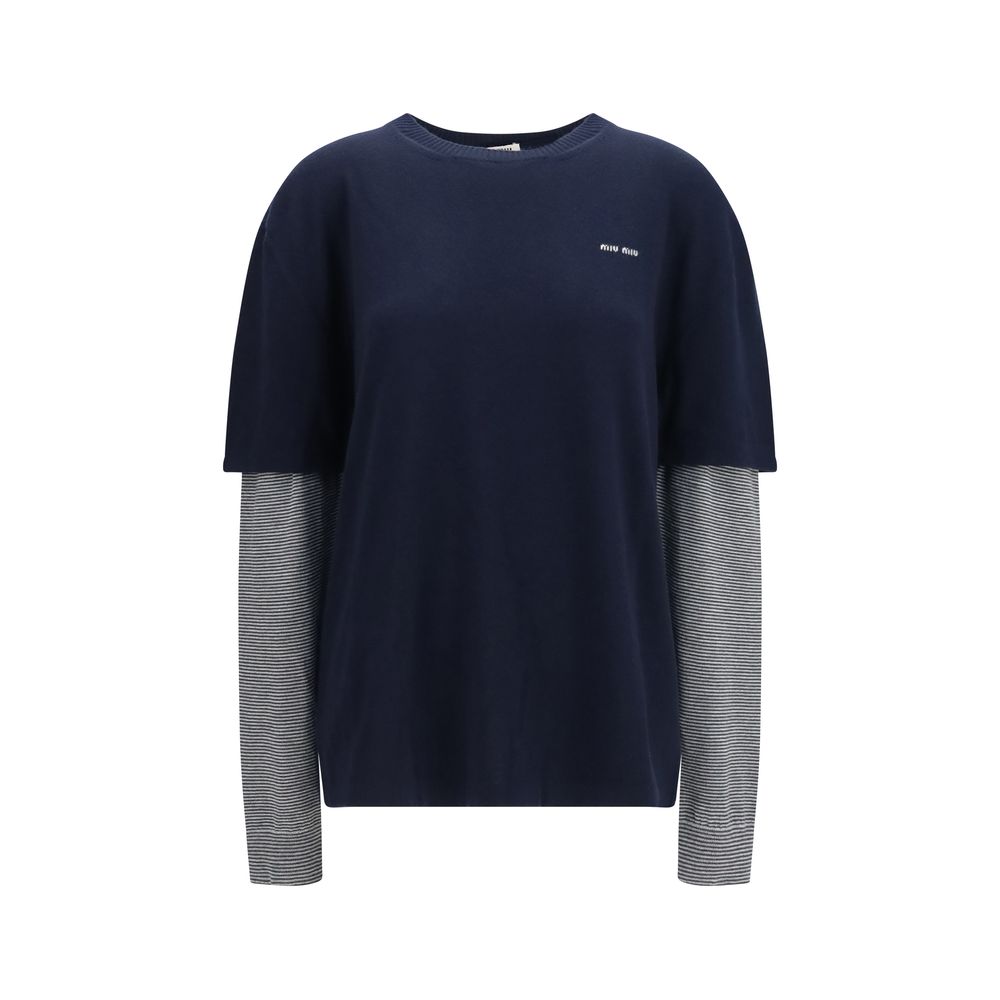 Long-sleeve layered Sweater by Miu Miu