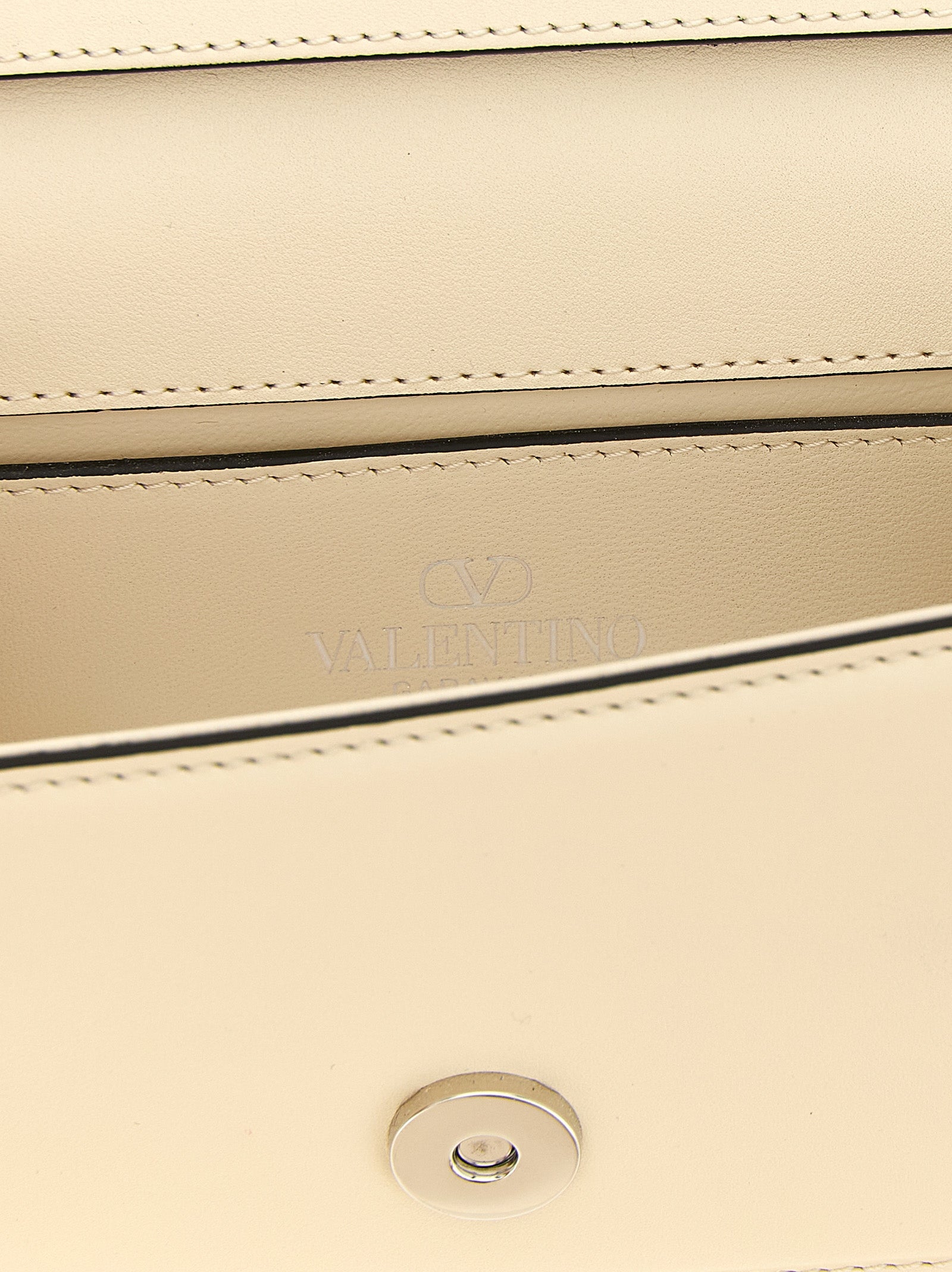 Valentino Garavani 'Locò' Small White Calfskin Shoulder Bag with Swarovski® VLogo