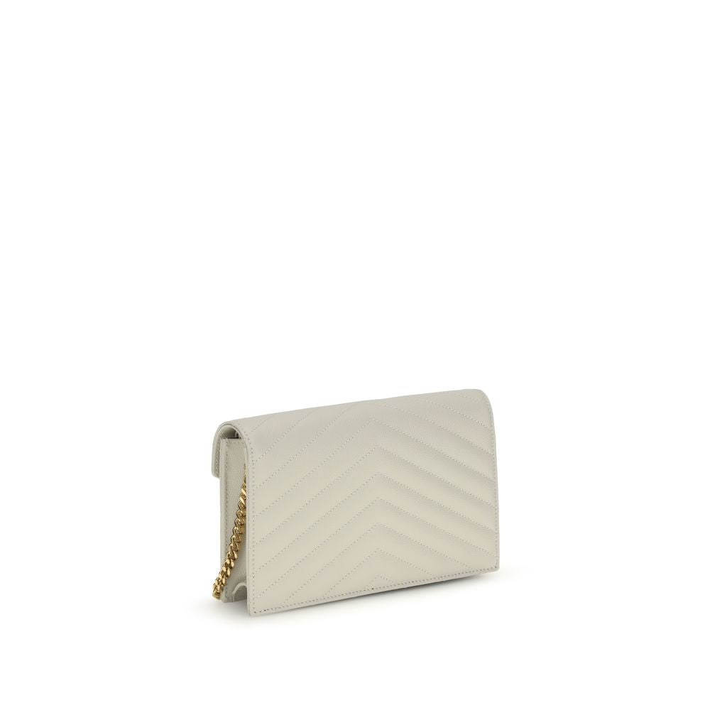 Saint Laurent Cassandre Mini Shoulder Bag in Beige Calfskin