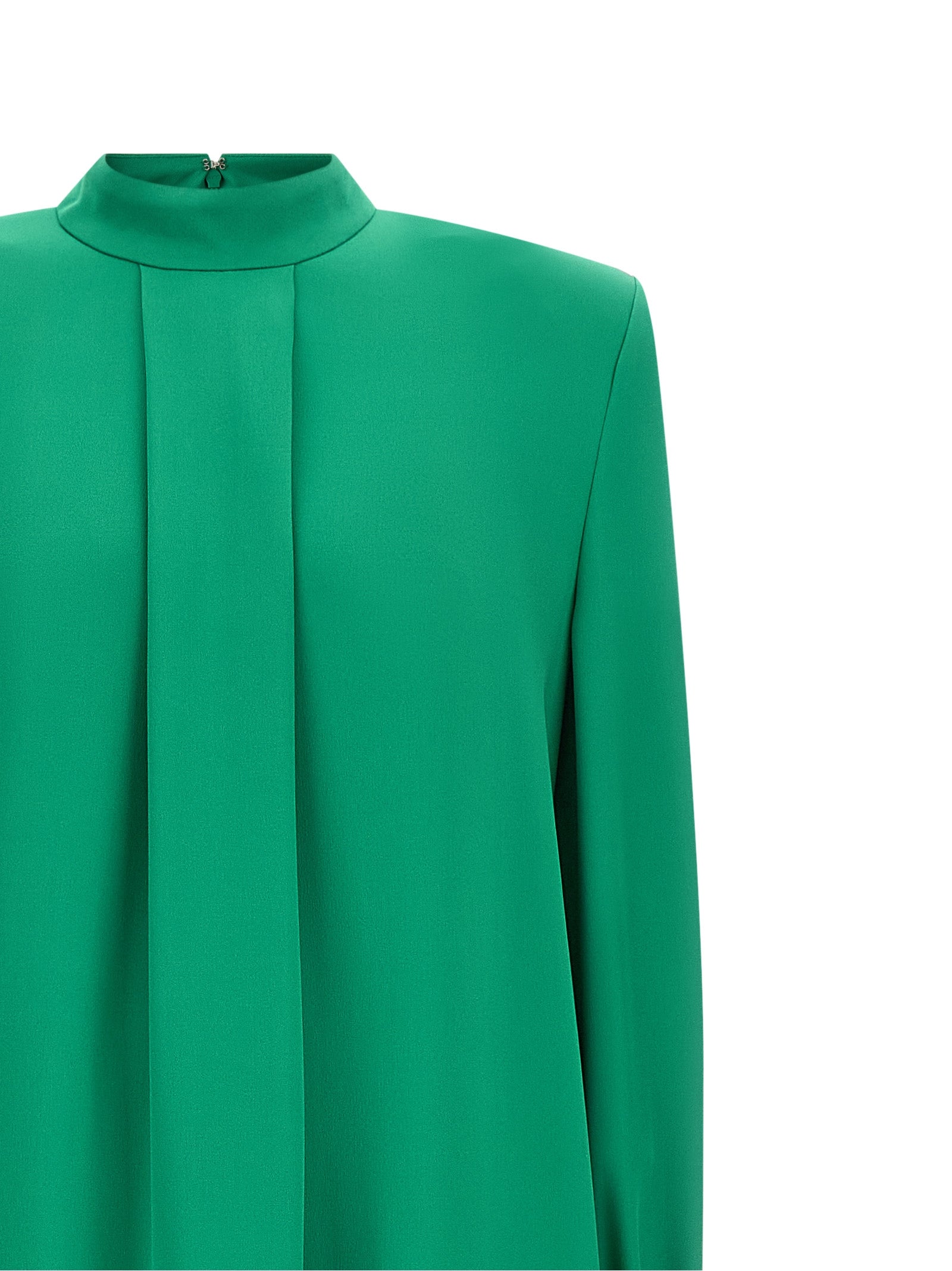 Valentino Garavani Green Silk Cady Couture Floor-Length Dress with Crystal Embroidered Cuffs