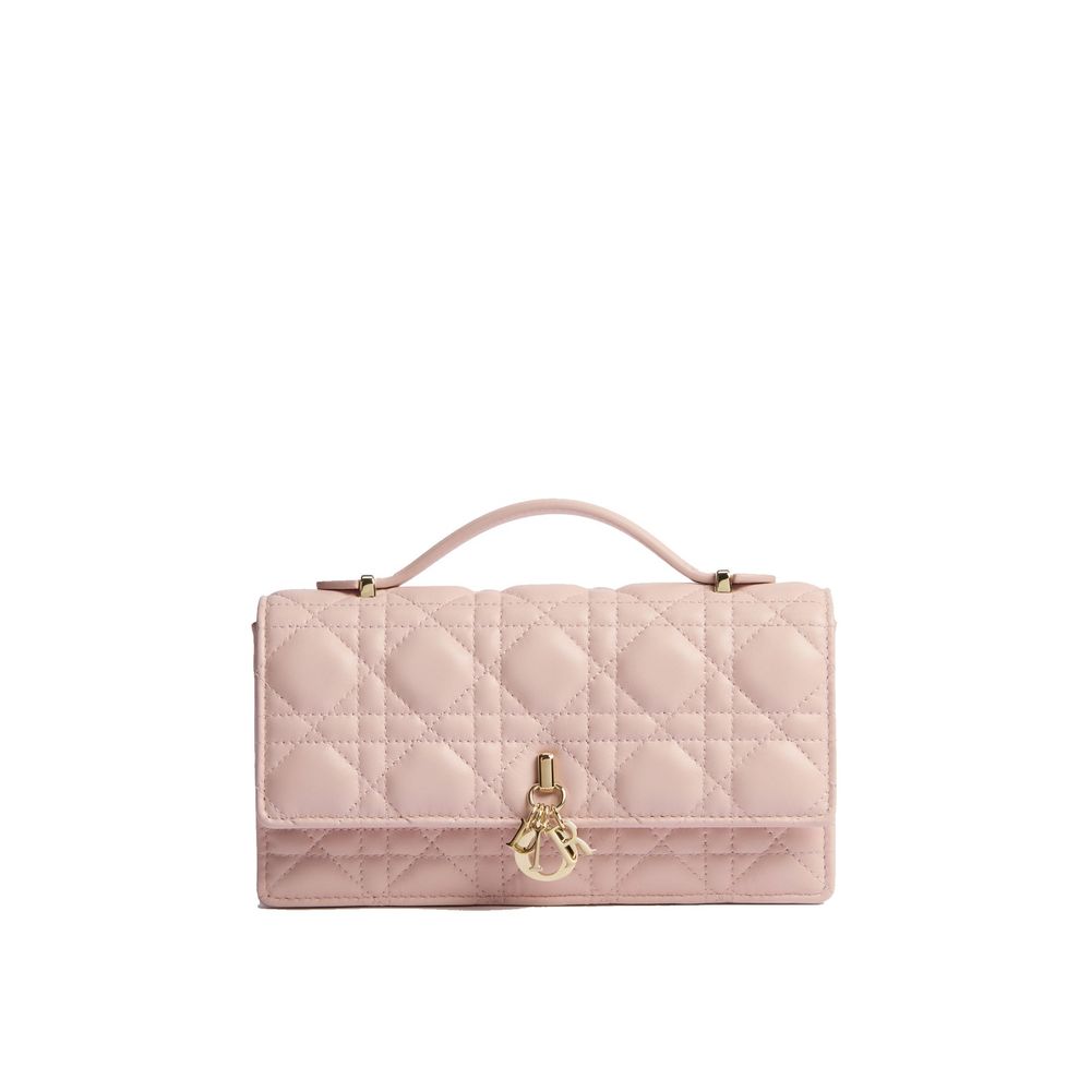 Dior D.I.O.R. Powder Pink Cannage Quilted Lambskin Shoulder Bag with Jewel Chain