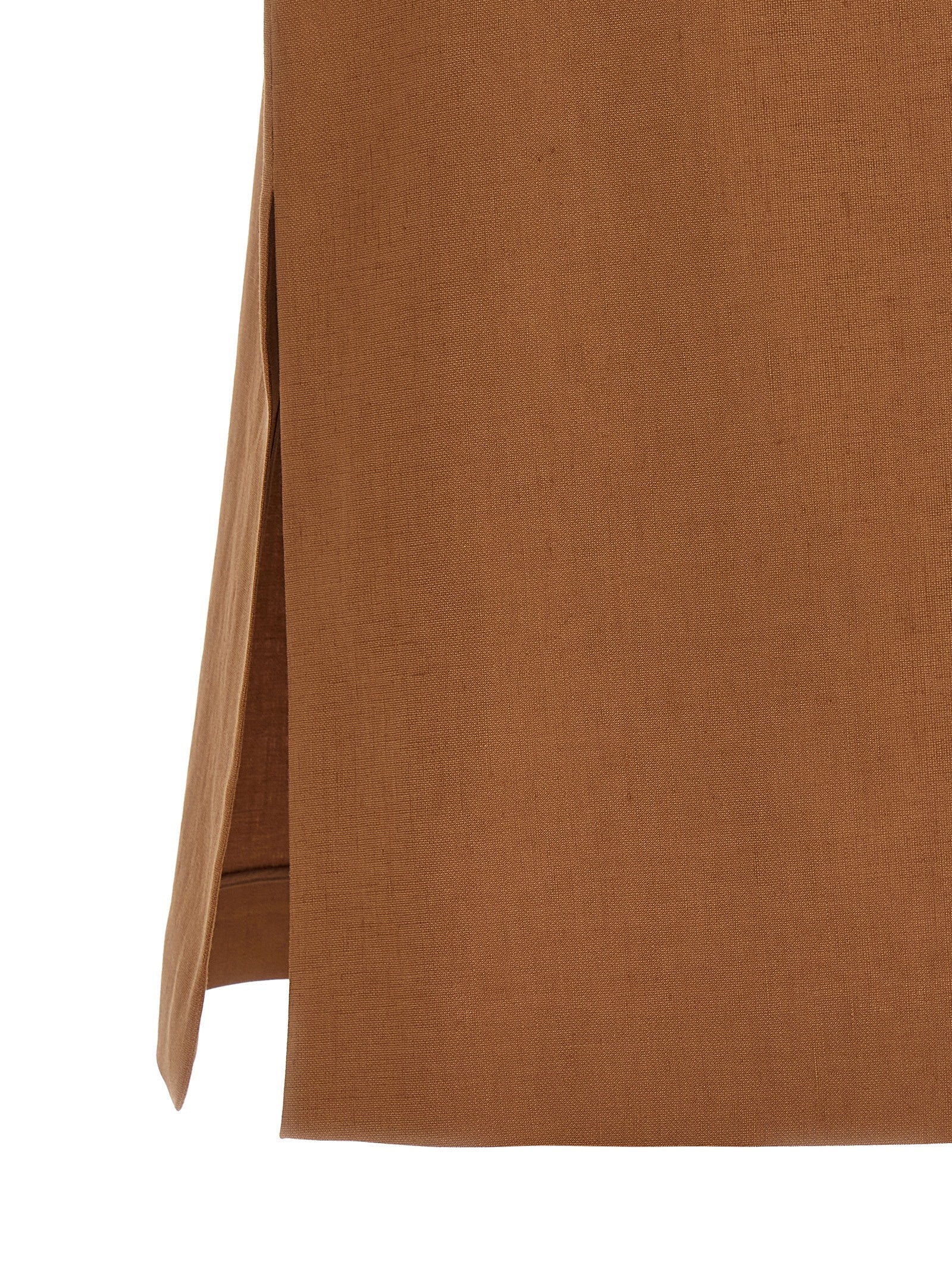 Fendi Flared Midi Skirt — Tobacco Brown Linen & Cotton