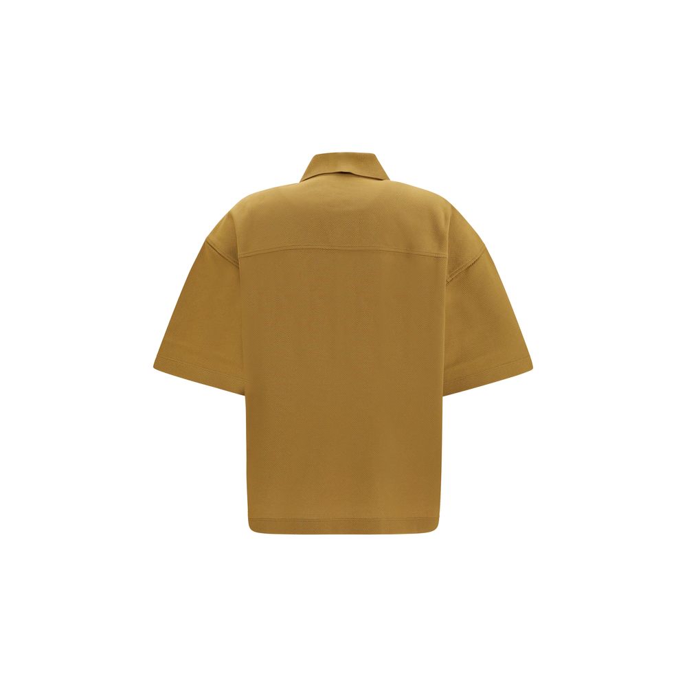 Saint Laurent 'Cassandre' Khaki Cotton Piqué Oversized Polo Shirt with Embroidered Logo