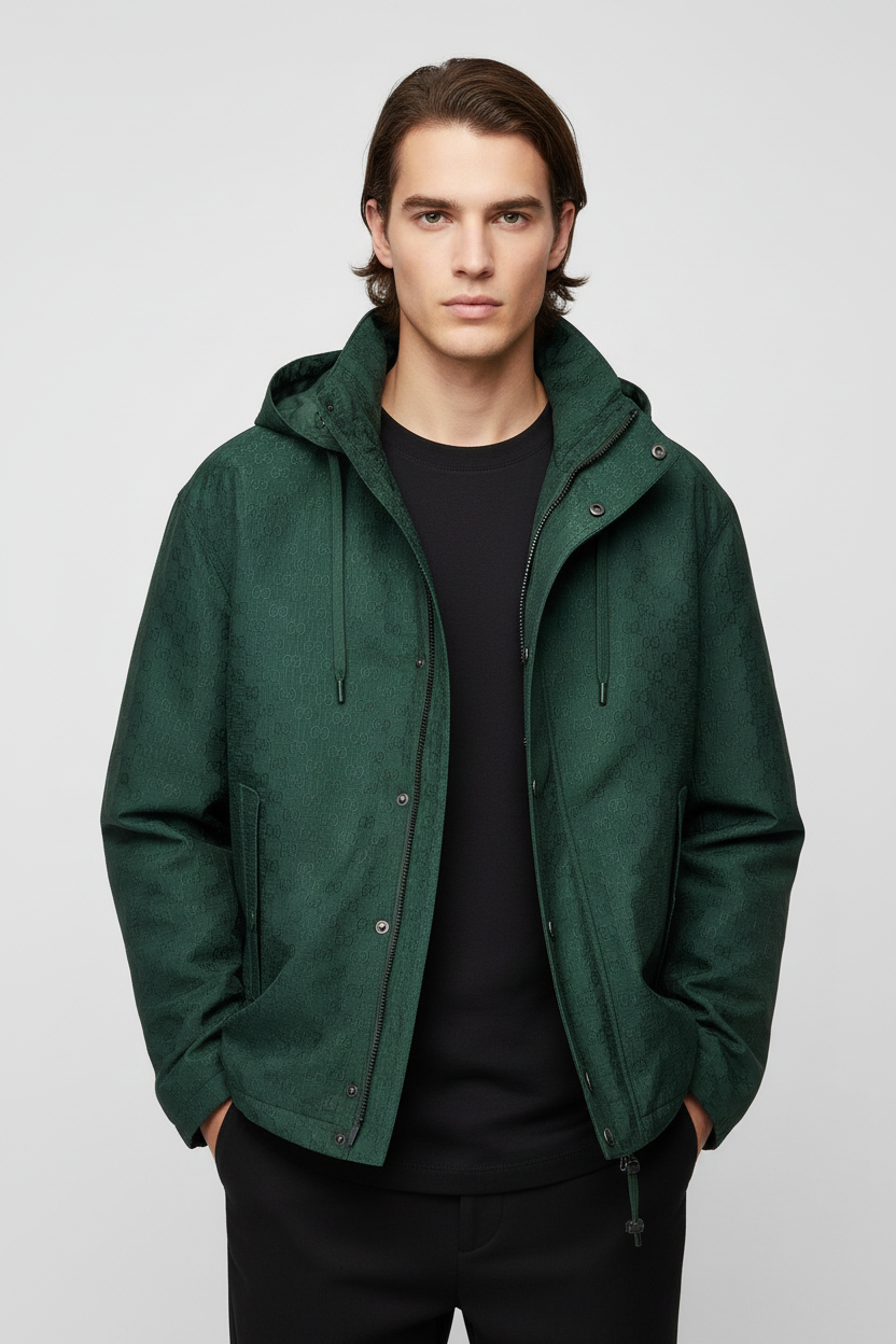 Gucci Dark Green Reversible GG Ripstop Cotton Jacket — GG Pattern & Incrocio G Logo