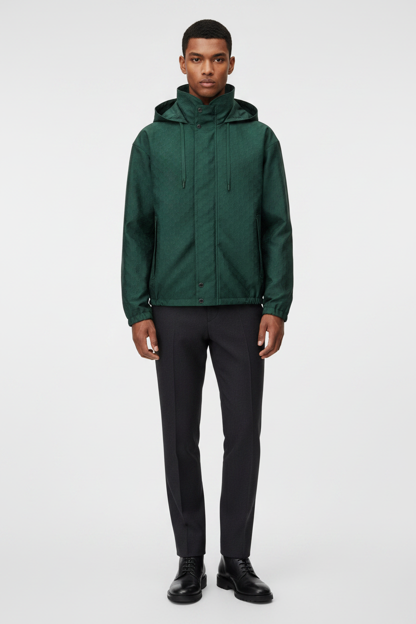 Gucci Dark Green Reversible Ripstop Cotton Jacket GG Tonal Pattern Incrocio G Logo Men