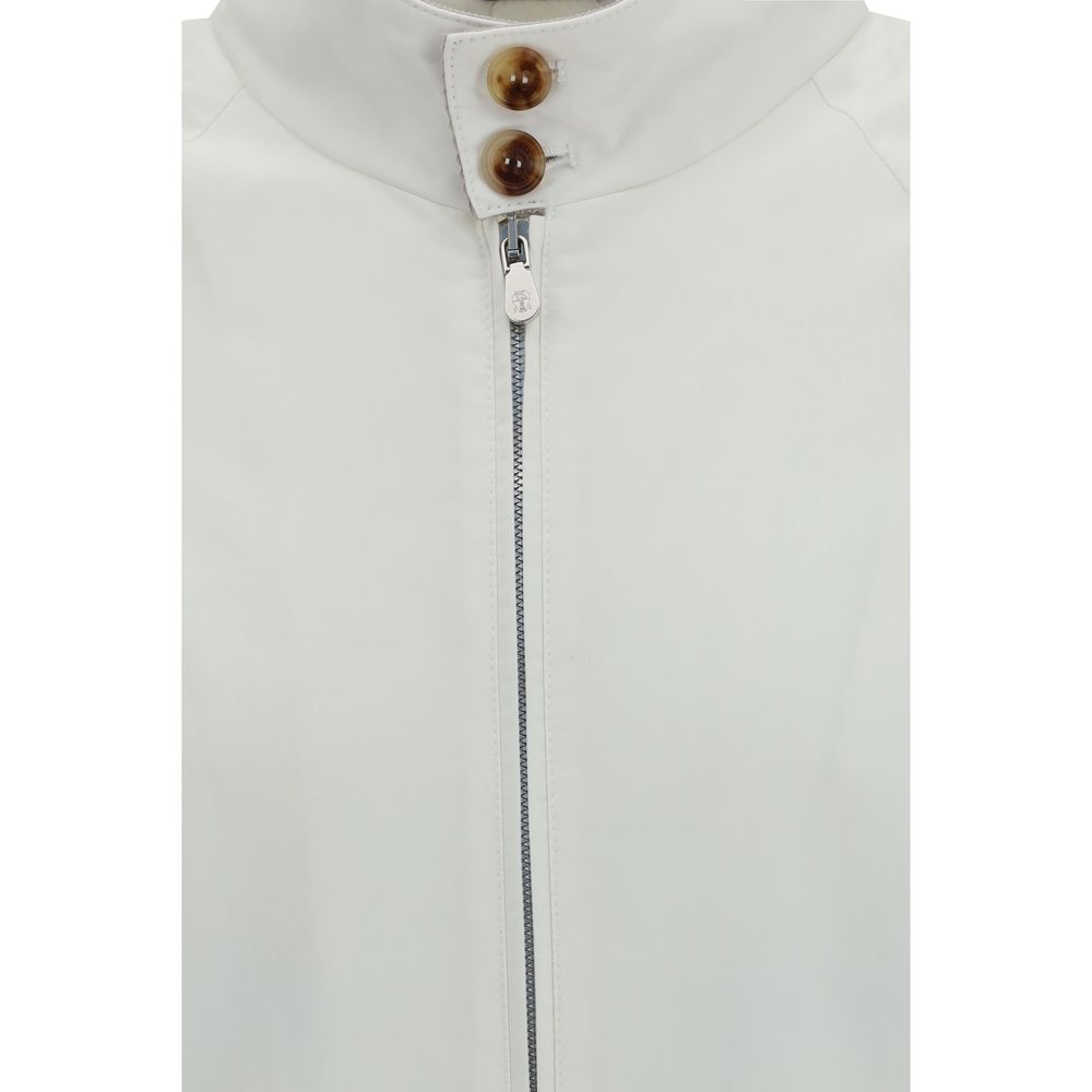 Brunello Cucinelli Windproof Zip Jacket in White | SS26