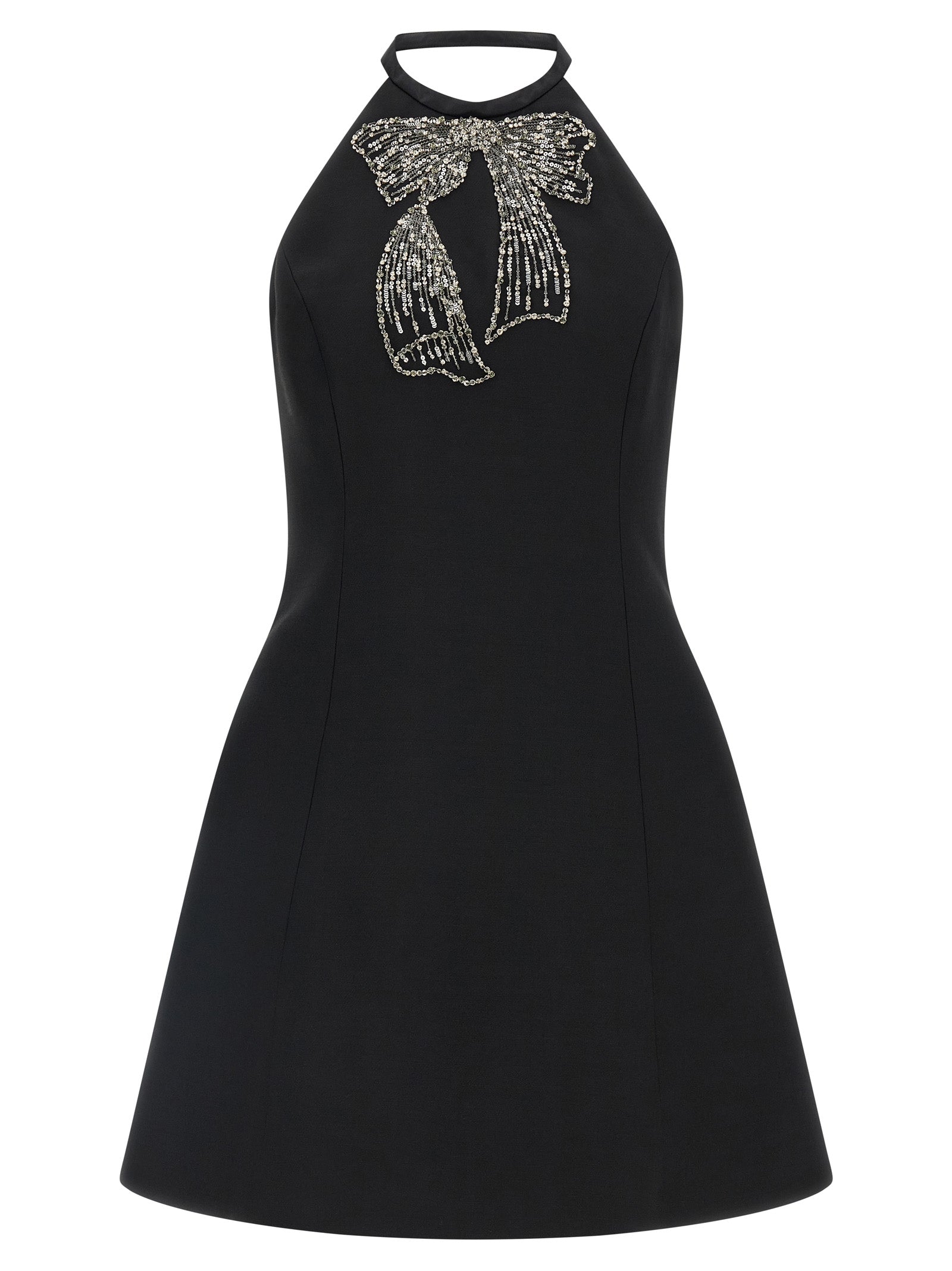 Valentino Garavani Black Crepe Couture Mini Dress Sequin Bow