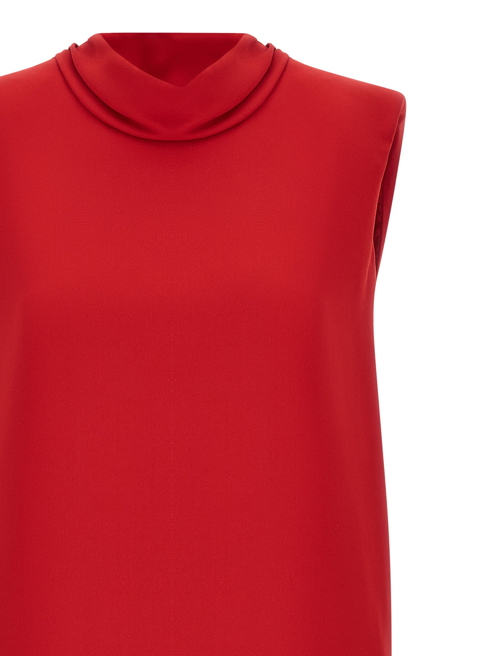 Valentino Garavani 'Solid' Red Silk Cady Short Dress with Draped Neckline & V-Back