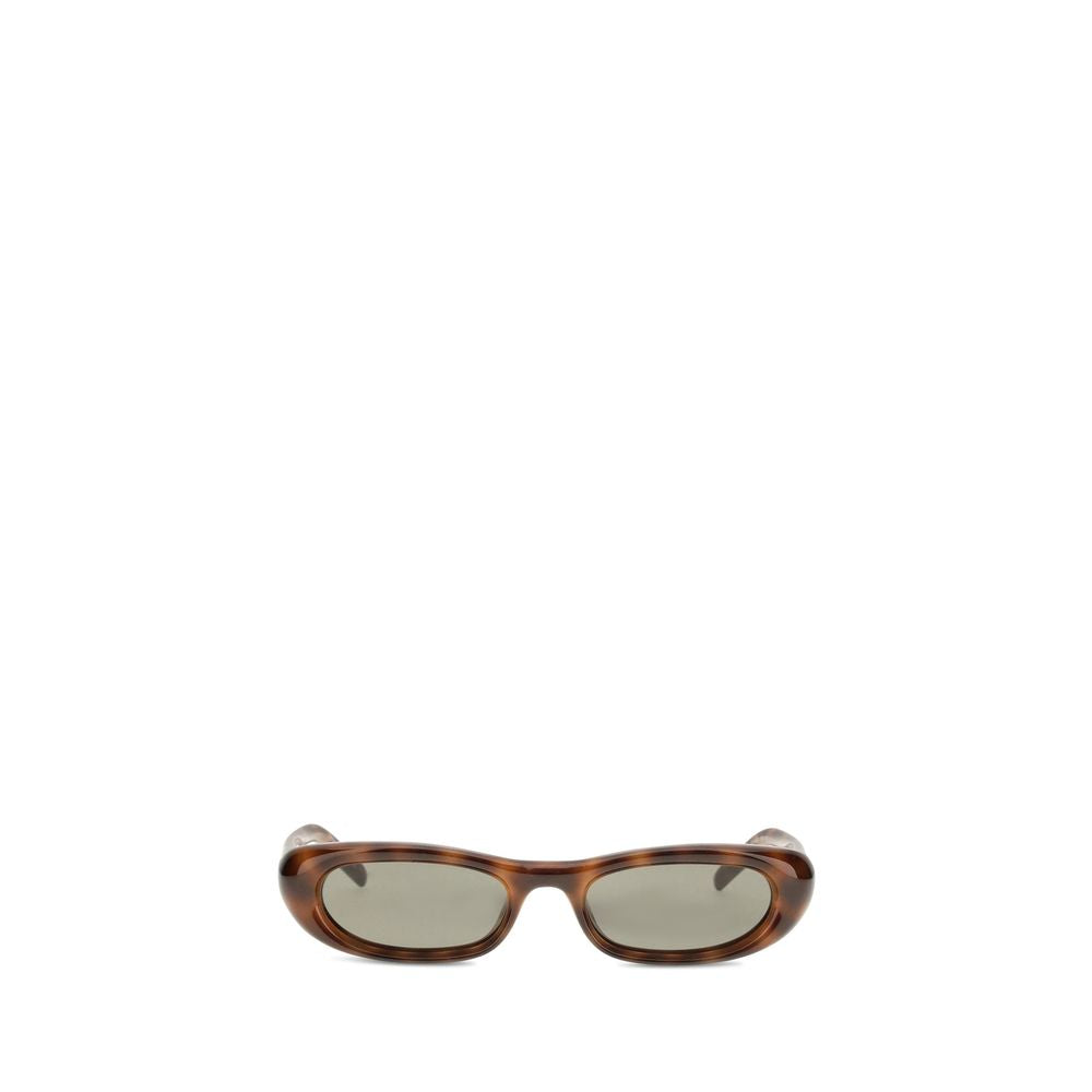 Saint Laurent Tortoiseshell Oval Sunglasses — Brown