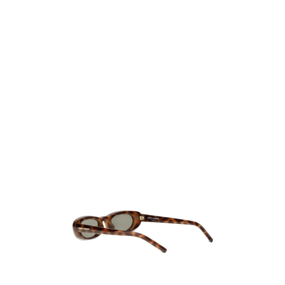 Saint Laurent Tortoiseshell Oval Sunglasses — Brown
