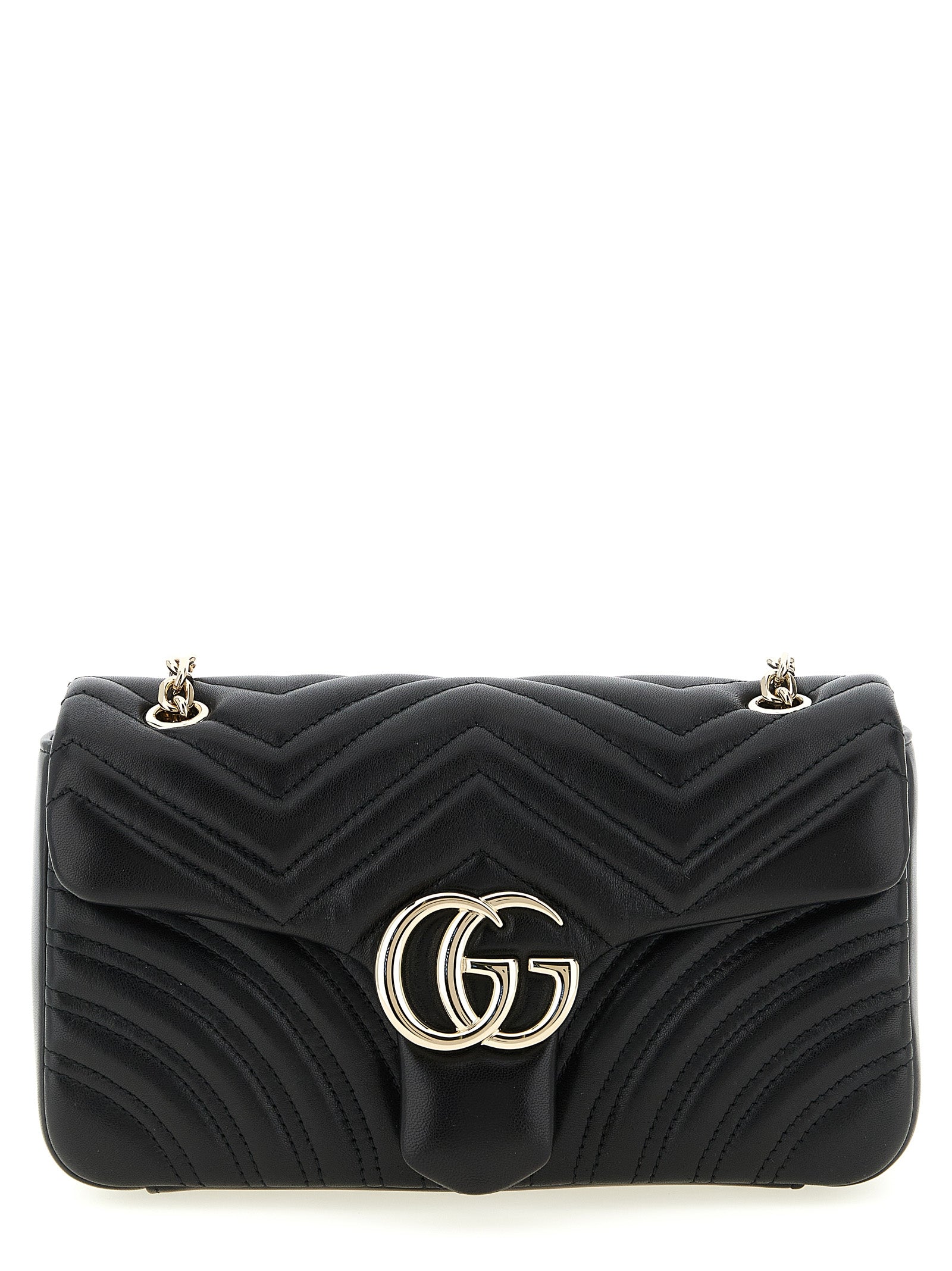 Gucci GG Marmont Matelassé Shoulder Bag — Black Chevron Lambskin | Women