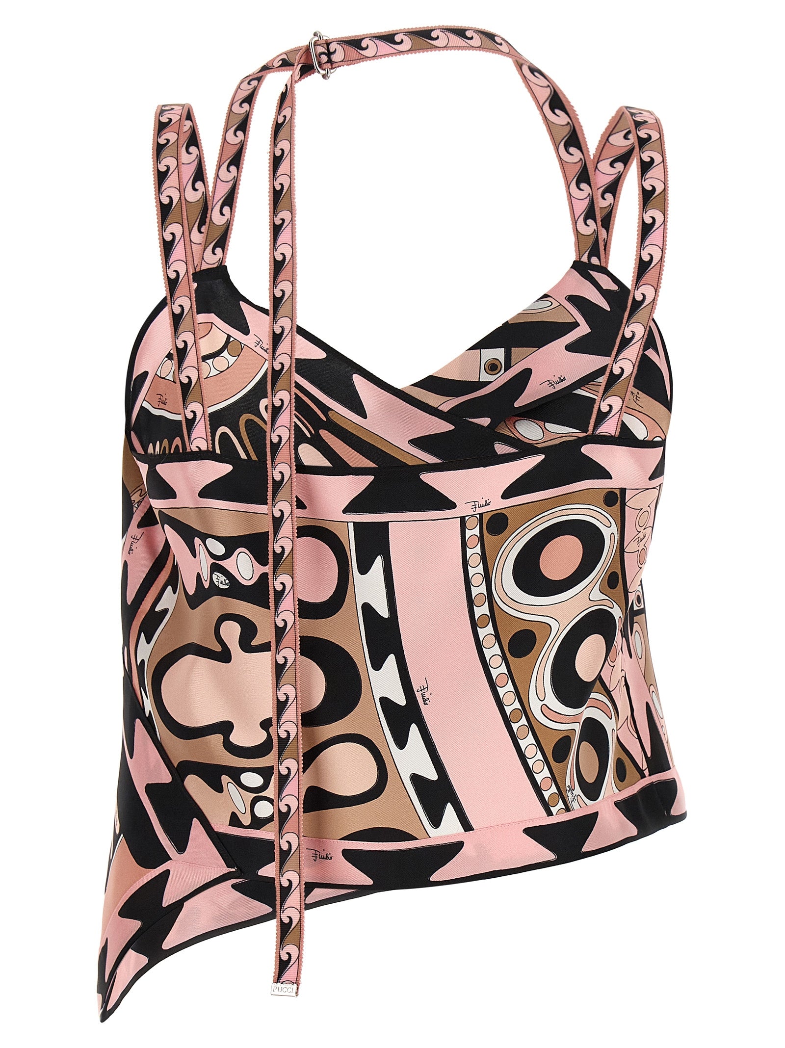 Emilio Pucci Soleil Print Silk Twill Scarf Top — Pink Multicolor | Women