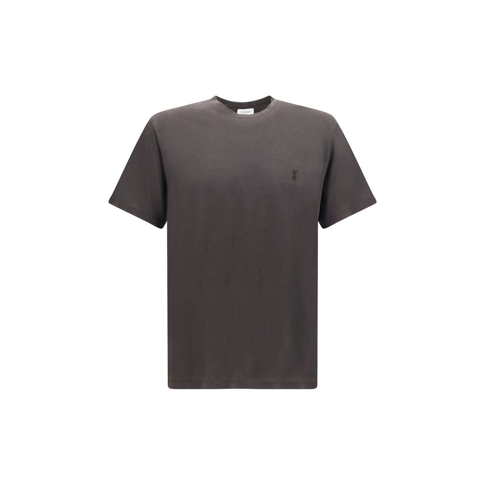Saint Laurent Cassandre Silk-Cotton T-Shirt — Brown | Men