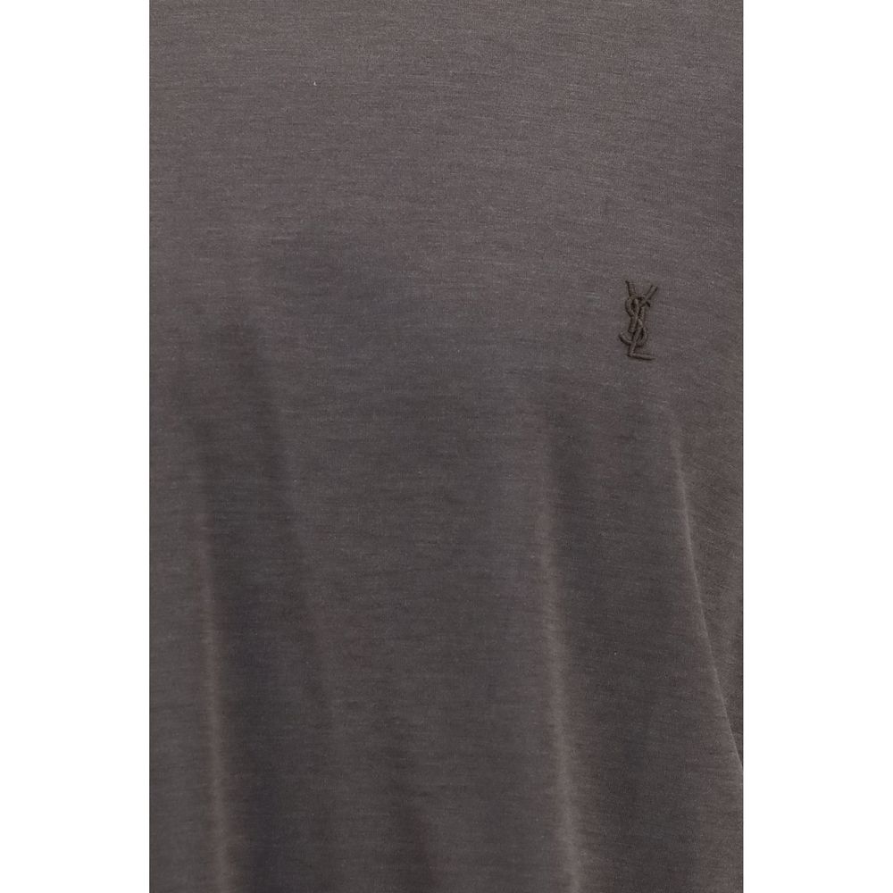 Saint Laurent Cassandre Silk-Cotton T-Shirt — Brown | Men