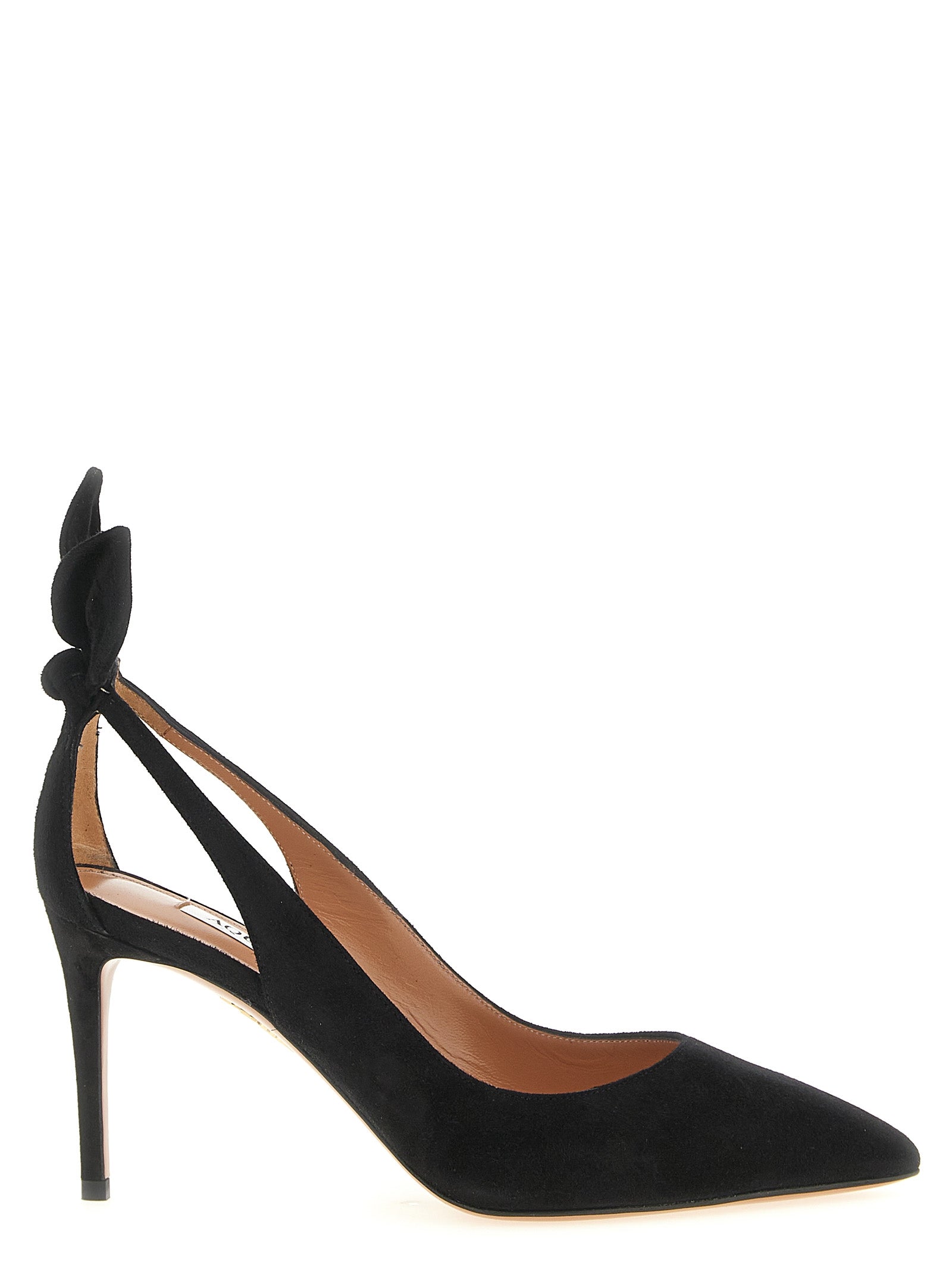 Aquazzura Bow Tie Pump — Black Suede Kidskin Stiletto | Women
