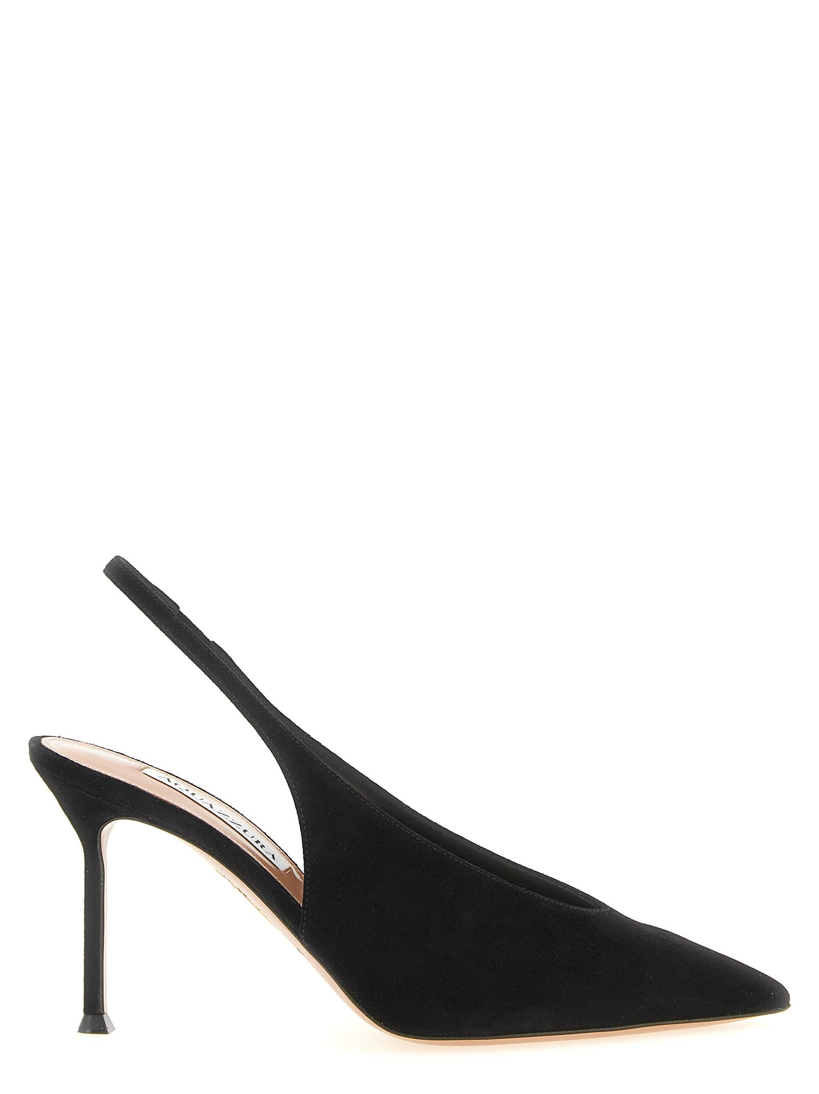 Aquazzura Voltaire Slingback Pumps — Black Suede Goatskin Stiletto | Women