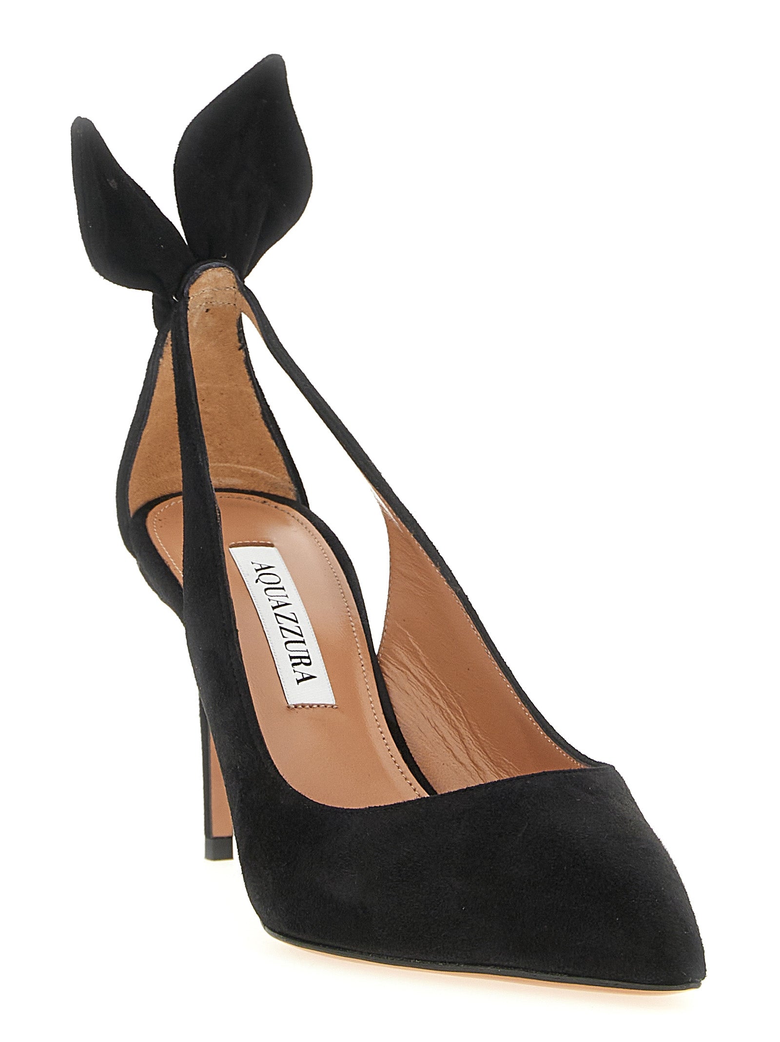 Aquazzura Bow Tie Pump — Black Suede Kidskin Stiletto | Women