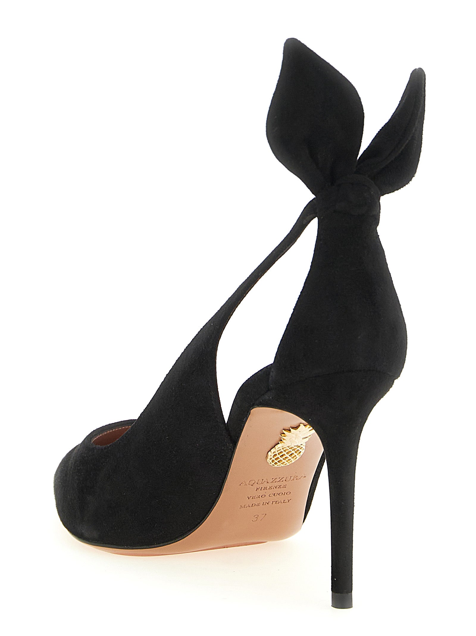 Aquazzura Bow Tie Pump — Black Suede Kidskin Stiletto | Women