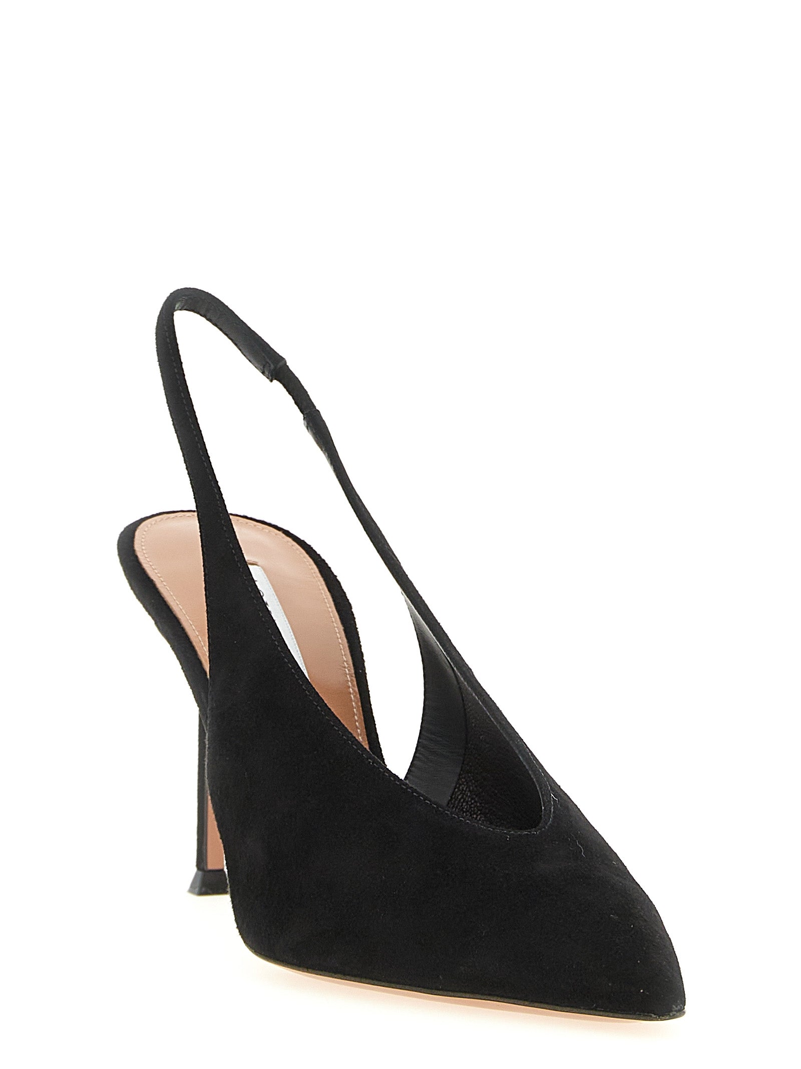 Aquazzura Voltaire Slingback Pumps — Black Suede Goatskin Stiletto | Women