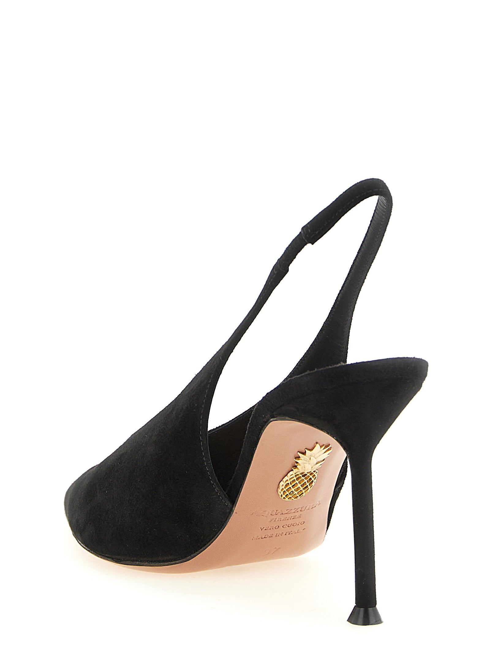 Aquazzura Voltaire Slingback Pumps — Black Suede Goatskin Stiletto | Women
