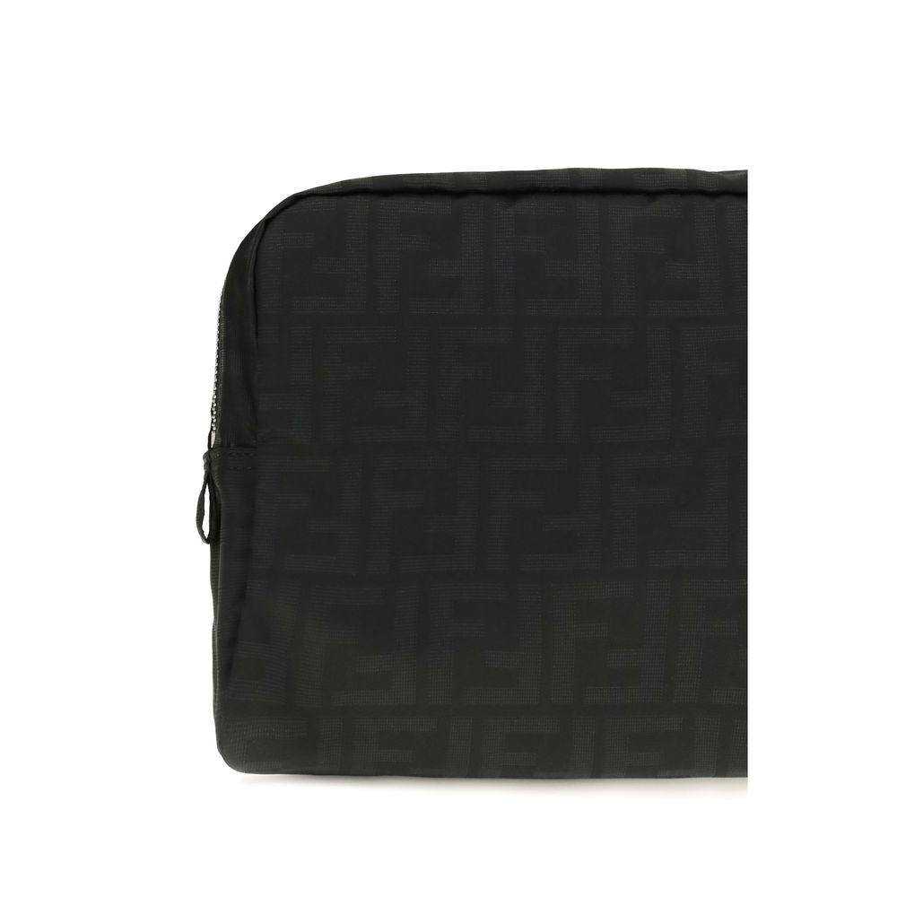 Fendi Superlight FF Zucca Black Polyester Beauty Case Palladium Hardware AW26