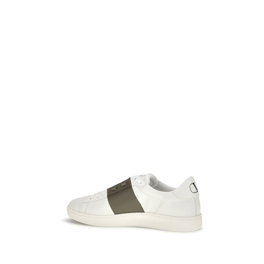 Valentino Garavani Open White Calfskin Slip-On Low Top Sneakers Stud Heel AW26