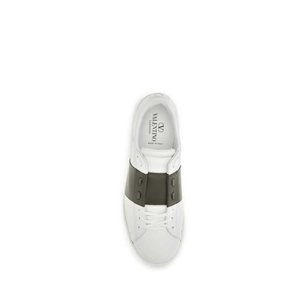 Valentino Garavani Open White Calfskin Slip-On Low Top Sneakers Stud Heel AW26