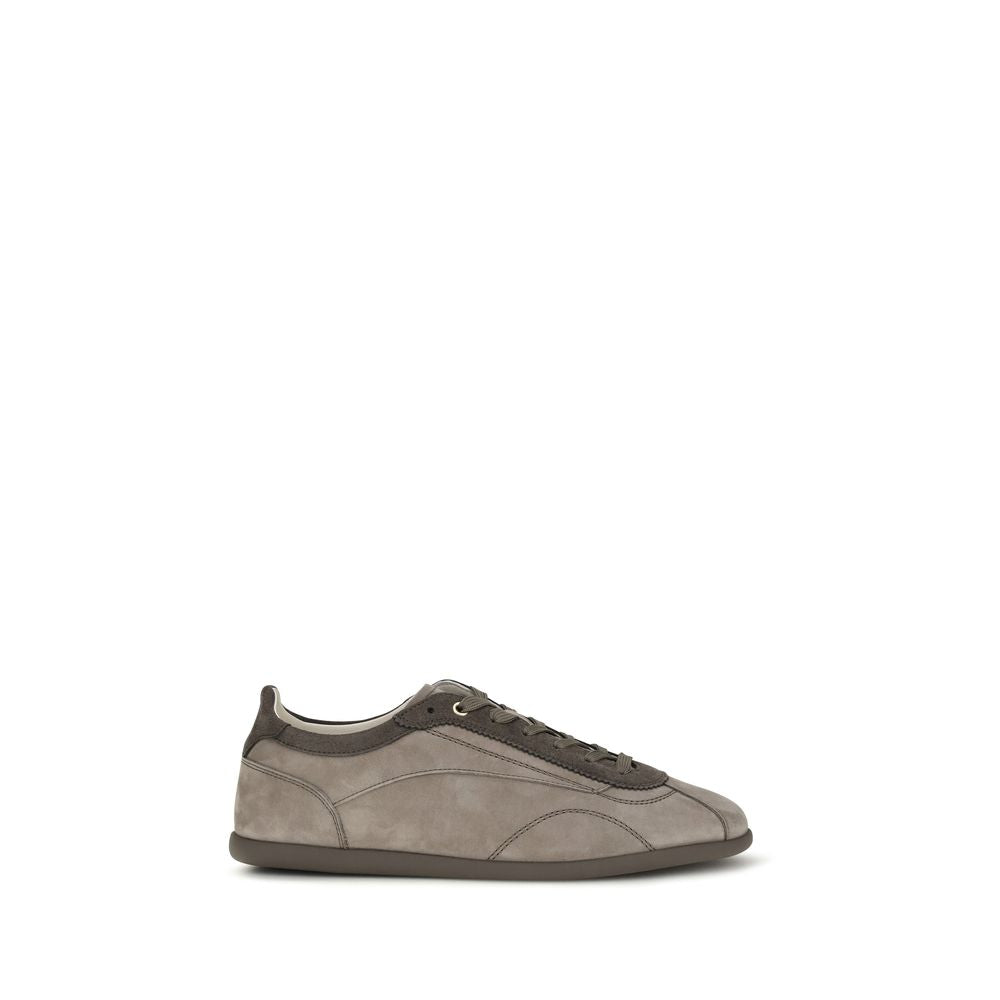 Brunello Cucinelli Gray Nubuck Suede Slim Sole Sneakers Leather Lining AW26