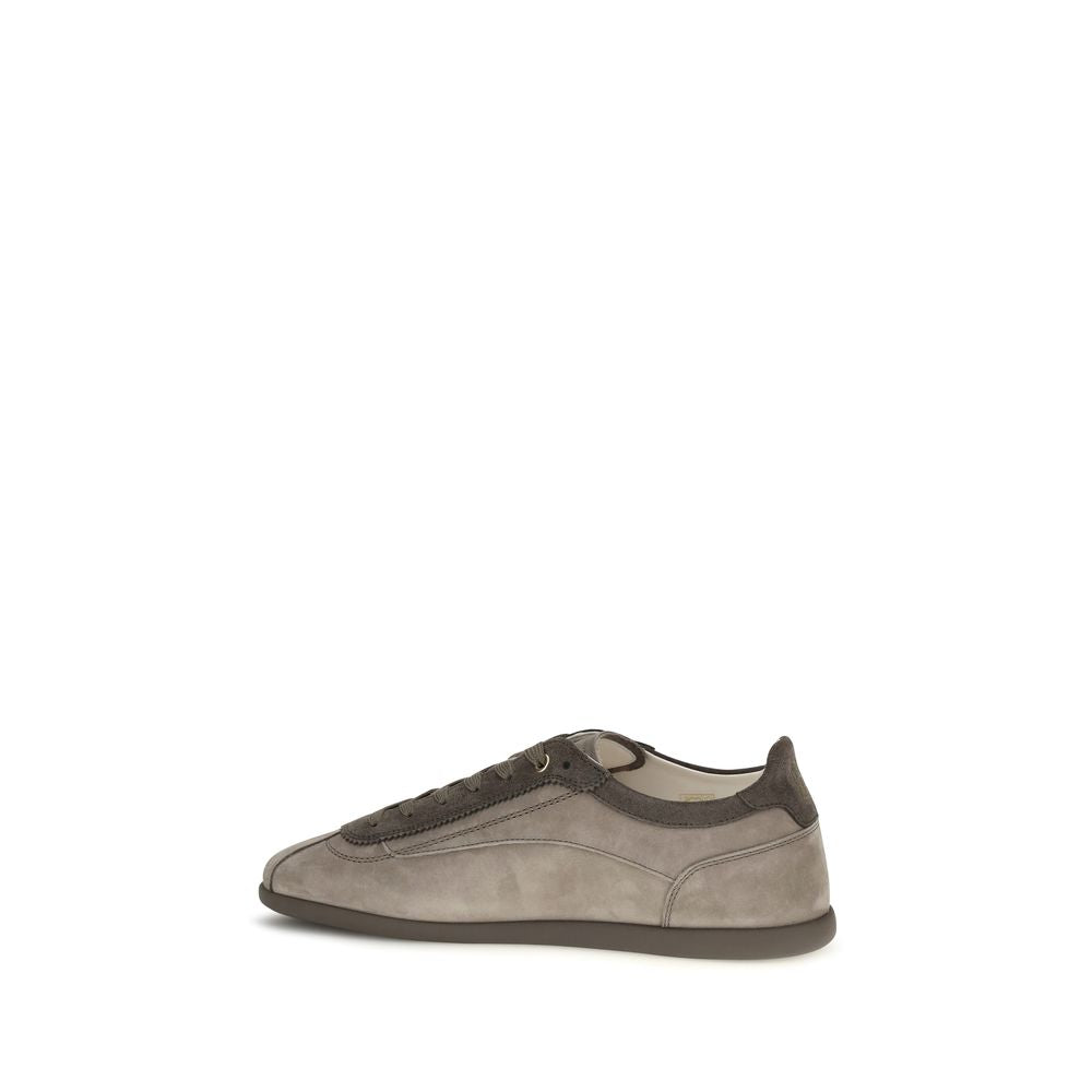 Brunello Cucinelli Gray Nubuck Suede Slim Sole Sneakers Leather Lining AW26
