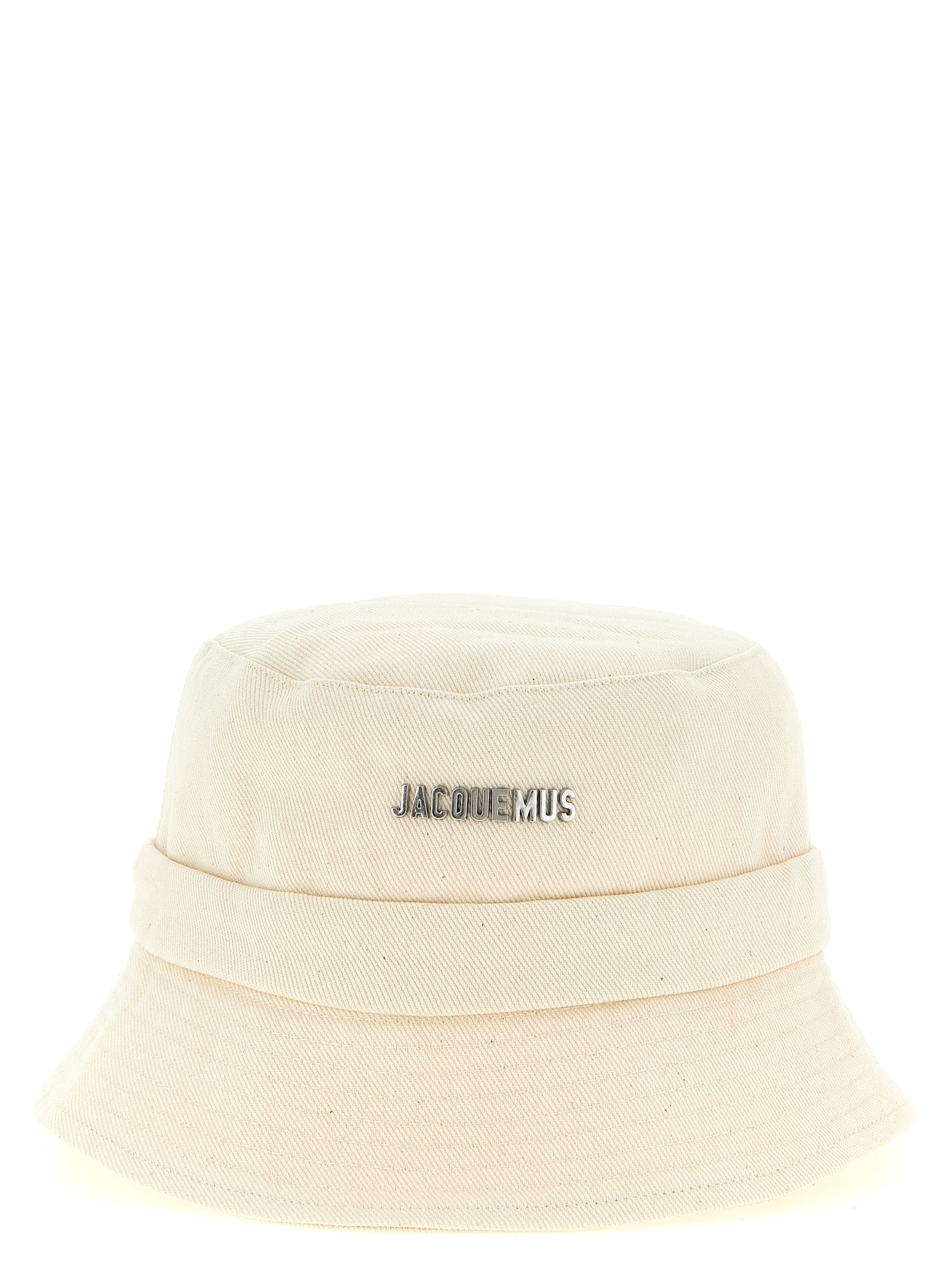 Jacquemus Le Bob Gadjo Beige Cotton Bucket Hat Metal Logo Drawstring Men