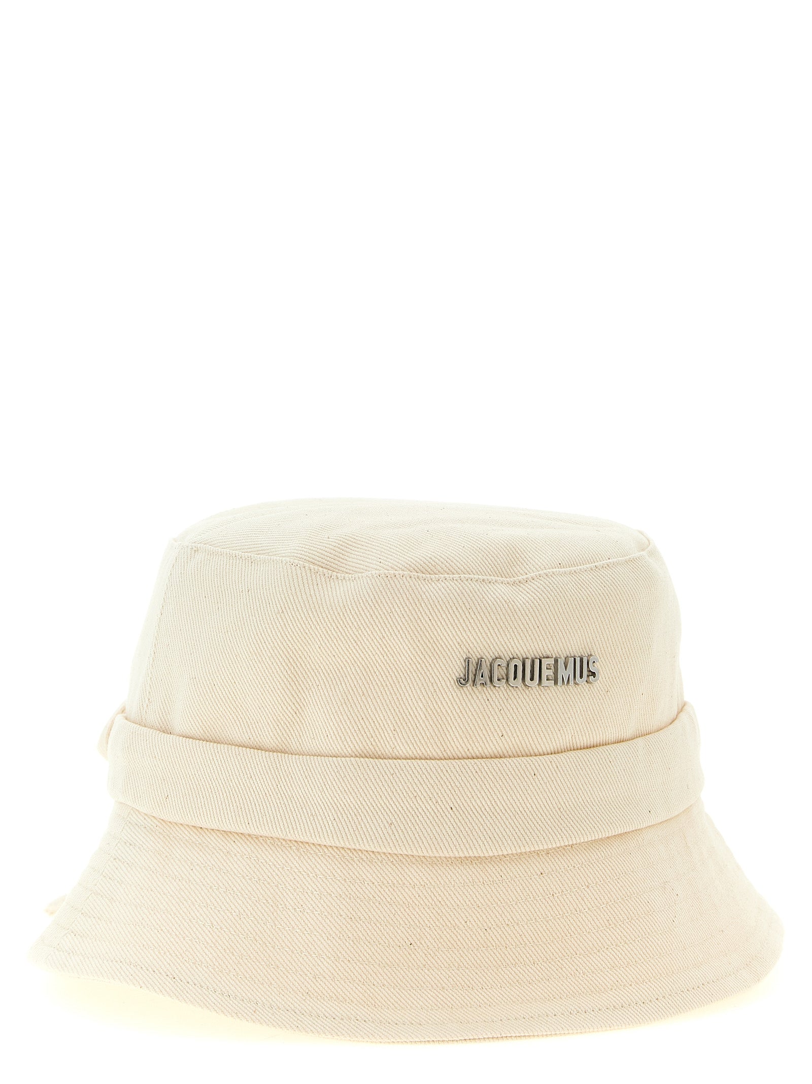 Jacquemus Le Bob Gadjo Beige Cotton Bucket Hat Metal Logo Drawstring Men