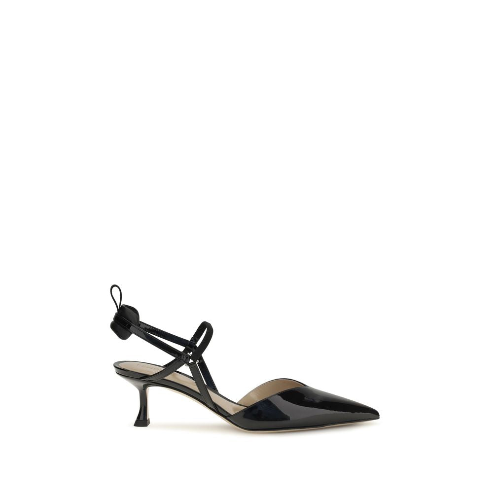 Fendi Colibrì Black Patent Calfskin Slingback Stiletto Pumps Sporty Detail AW26