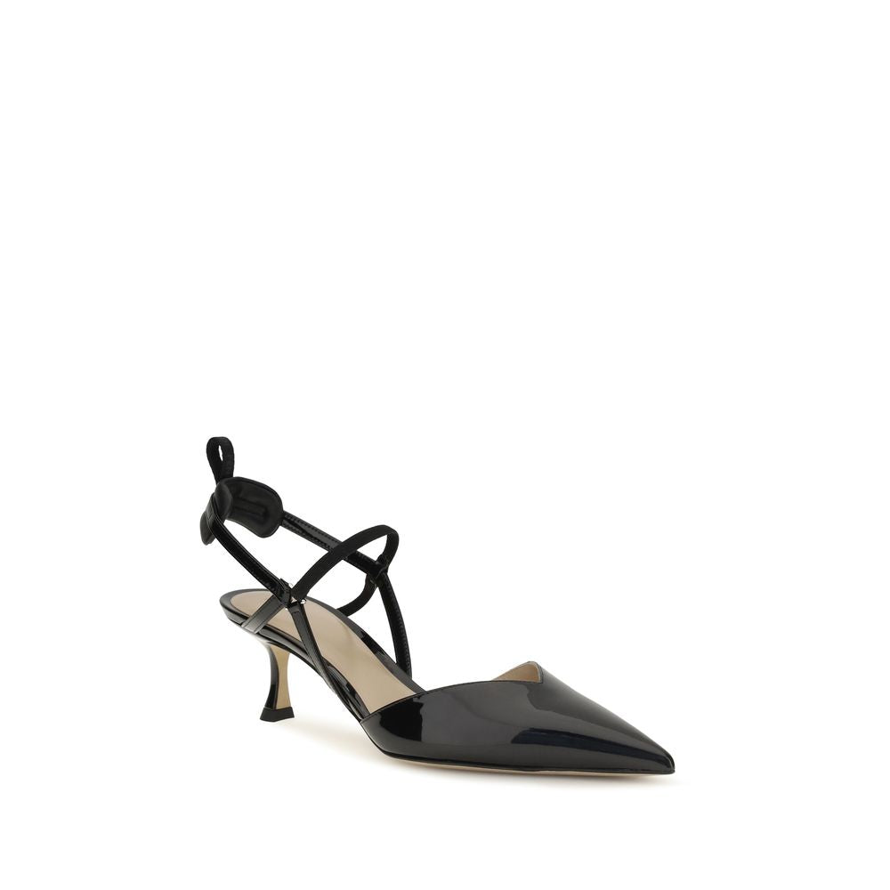 Fendi Colibrì Black Patent Calfskin Slingback Stiletto Pumps Sporty Detail AW26