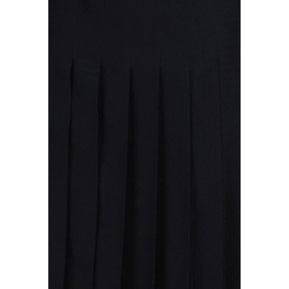 Fendi Black Silk Jacquard Chevronne Long Shirt Dress Double Cuffs AW26
