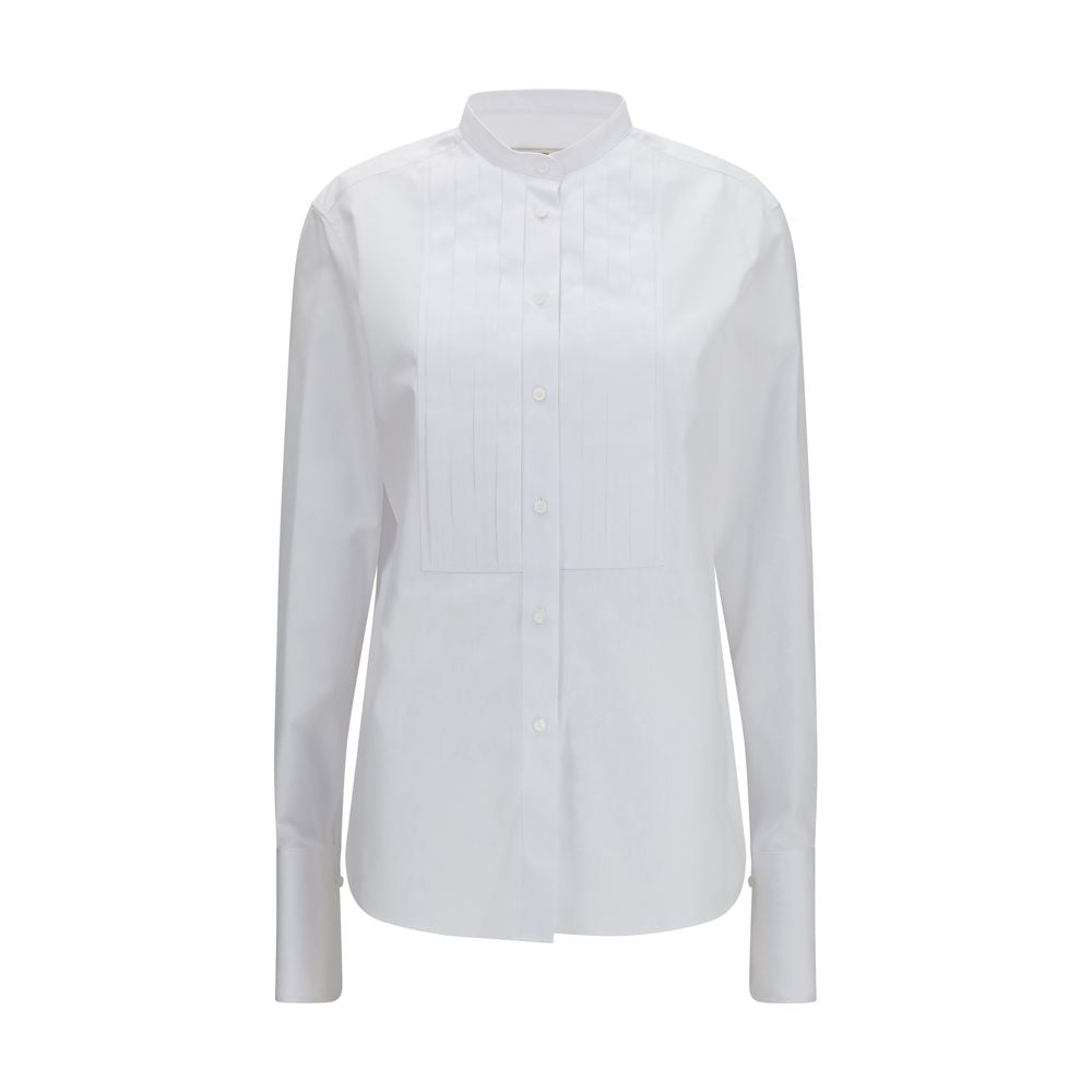 Fendi White Cotton Poplin Dress Shirt Doppio Punto Embroidery AW26