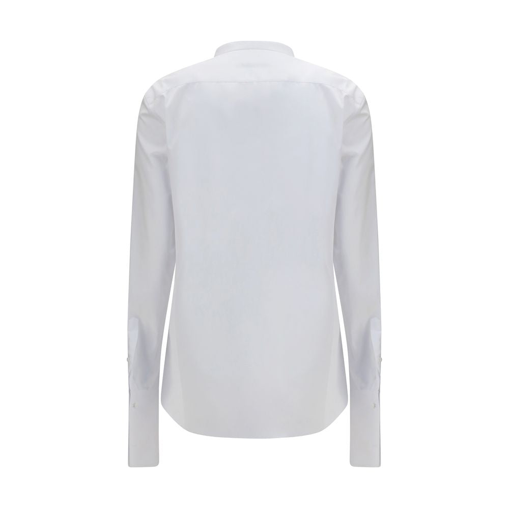 Fendi White Cotton Poplin Dress Shirt Doppio Punto Embroidery AW26
