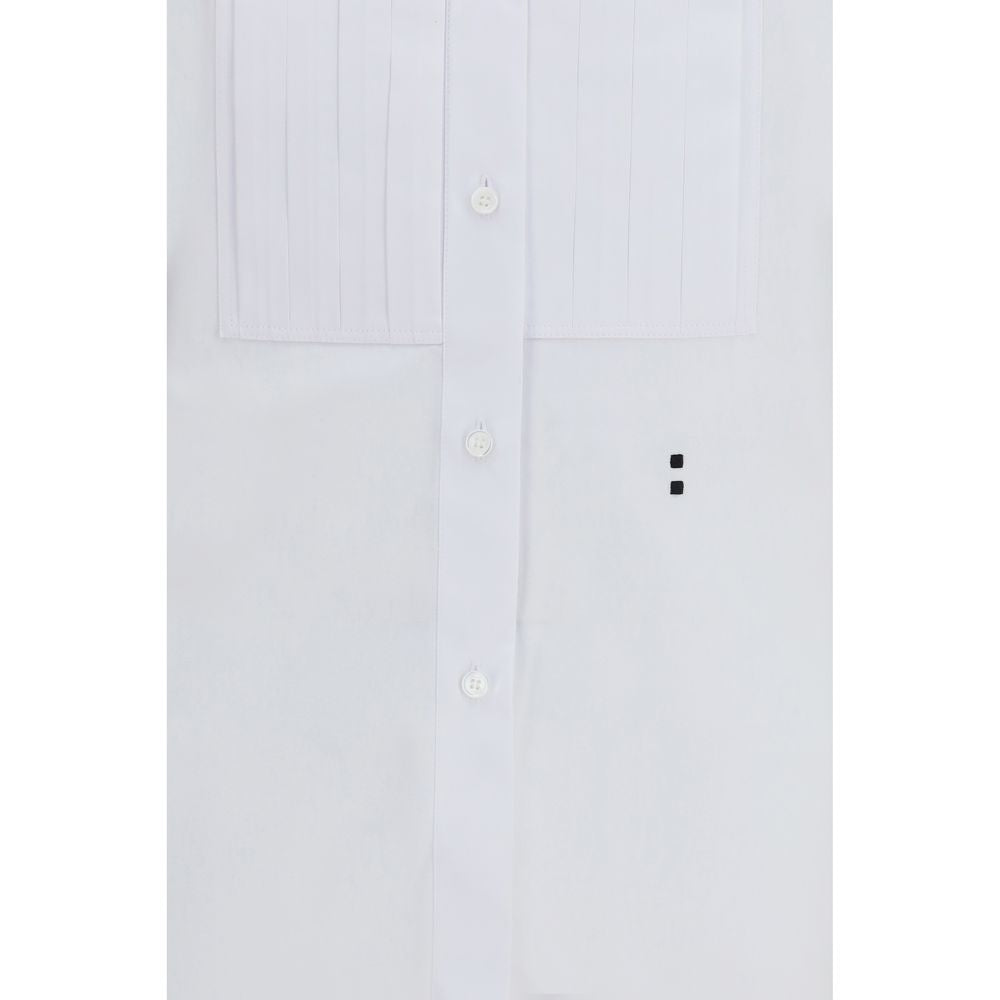 Fendi White Cotton Poplin Dress Shirt Doppio Punto Embroidery AW26