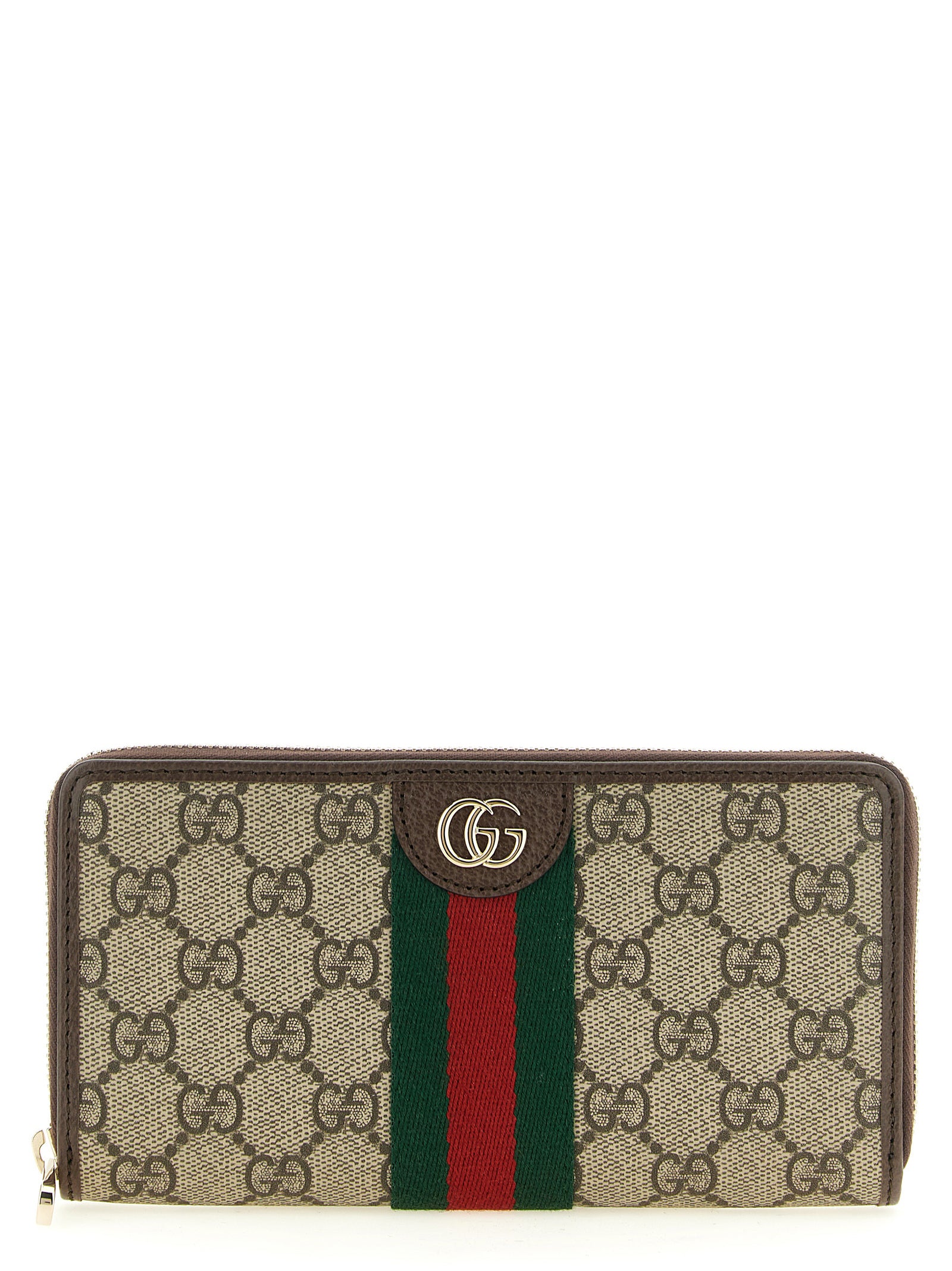 Gucci Ophidia Brown GG Supreme Canvas Cardholder Nastro Web Gold