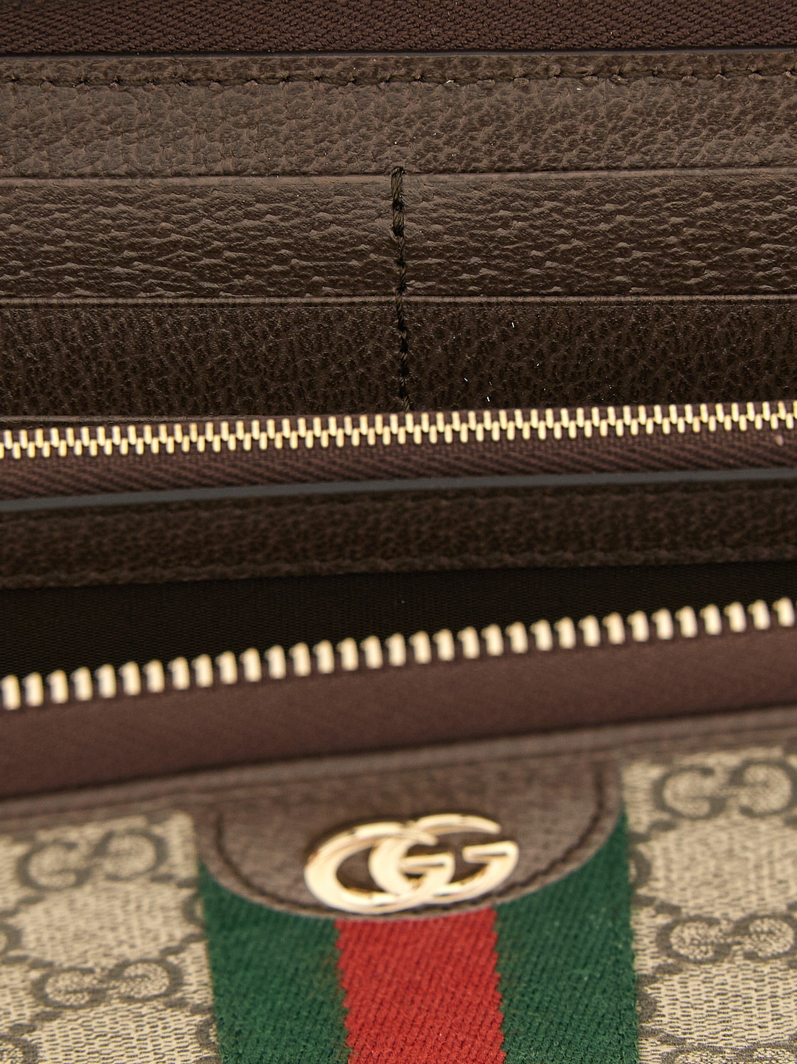 Gucci Ophidia Brown GG Supreme Canvas Cardholder Nastro Web Gold